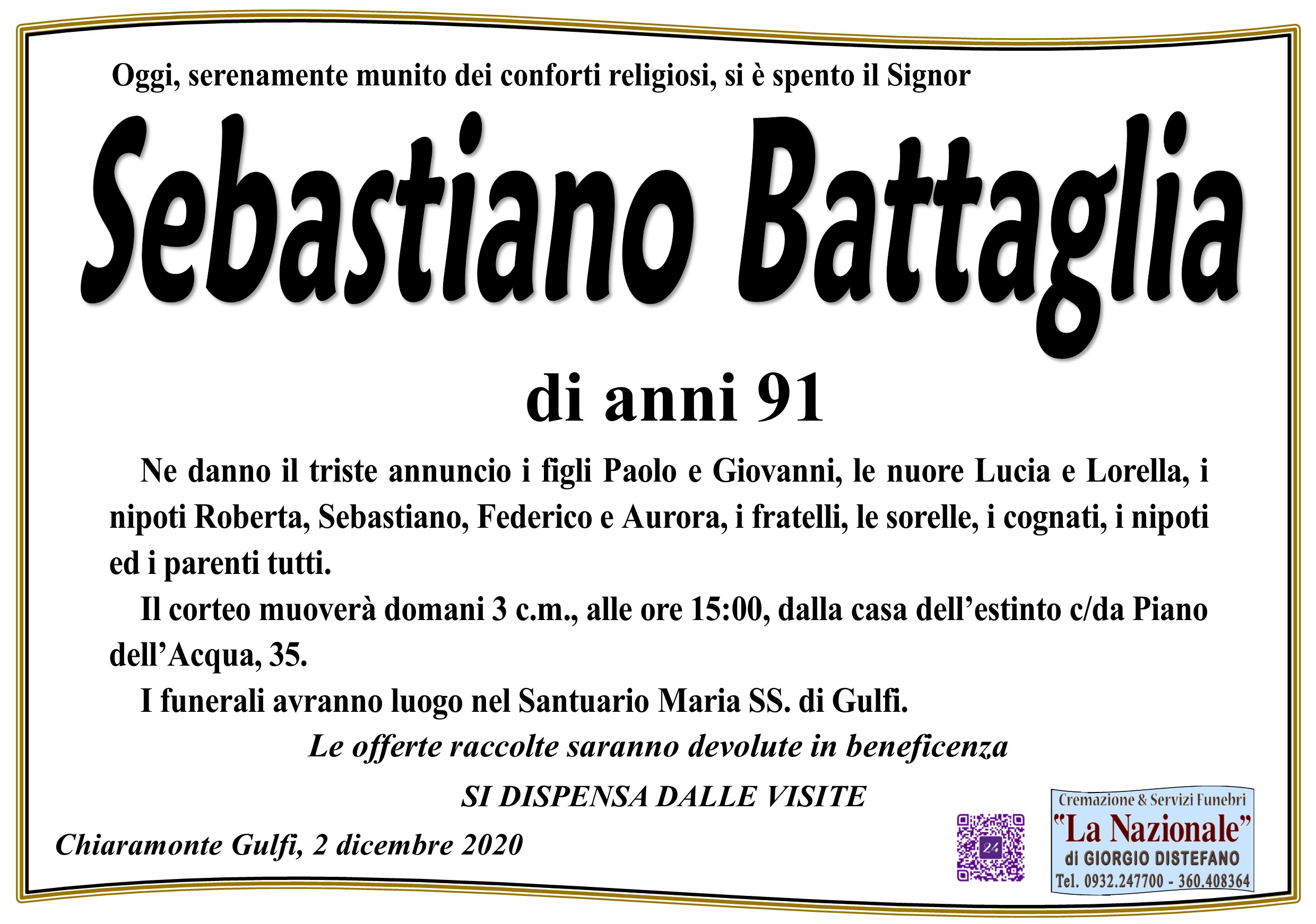 Necrologi: Sebastiano Battaglia