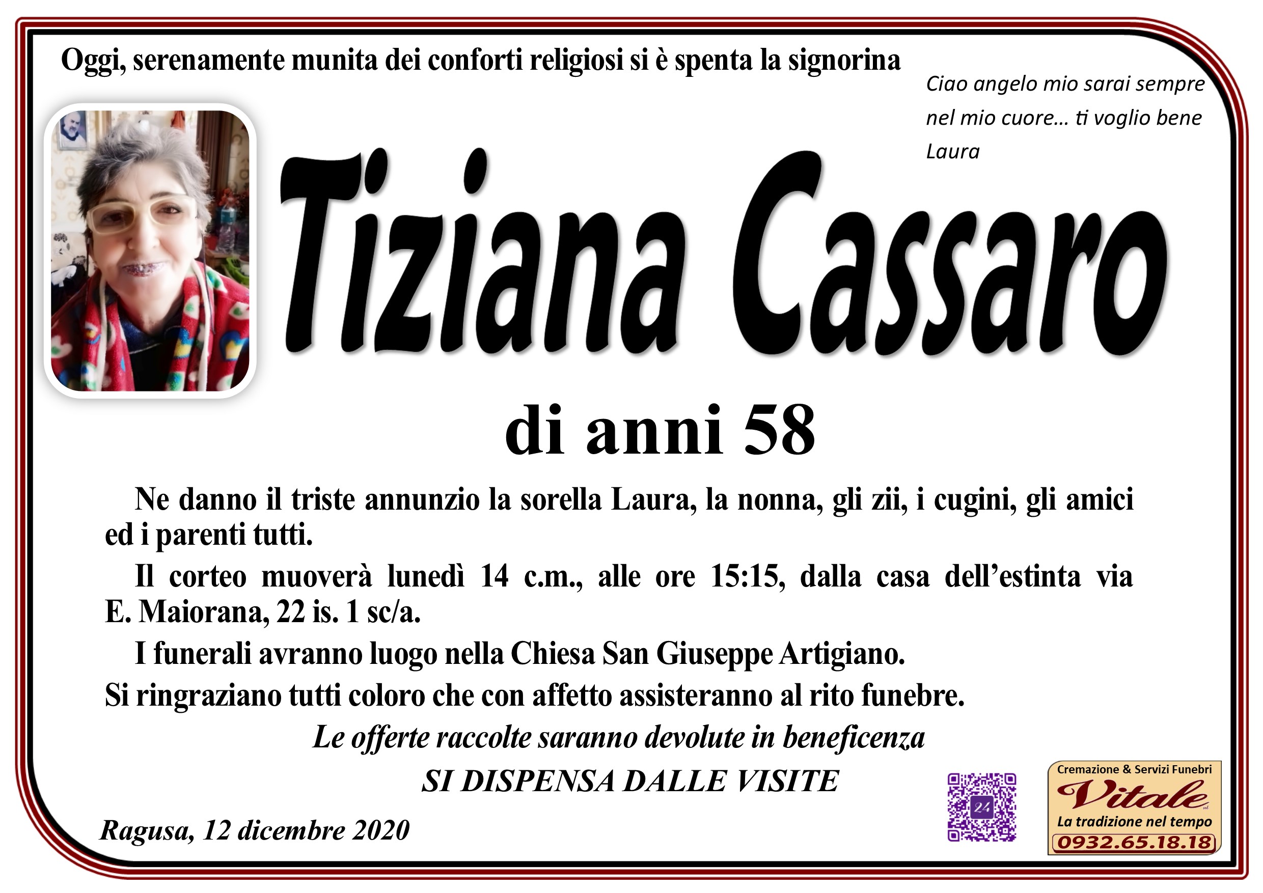 Necrologi: Tiziana Cassaro