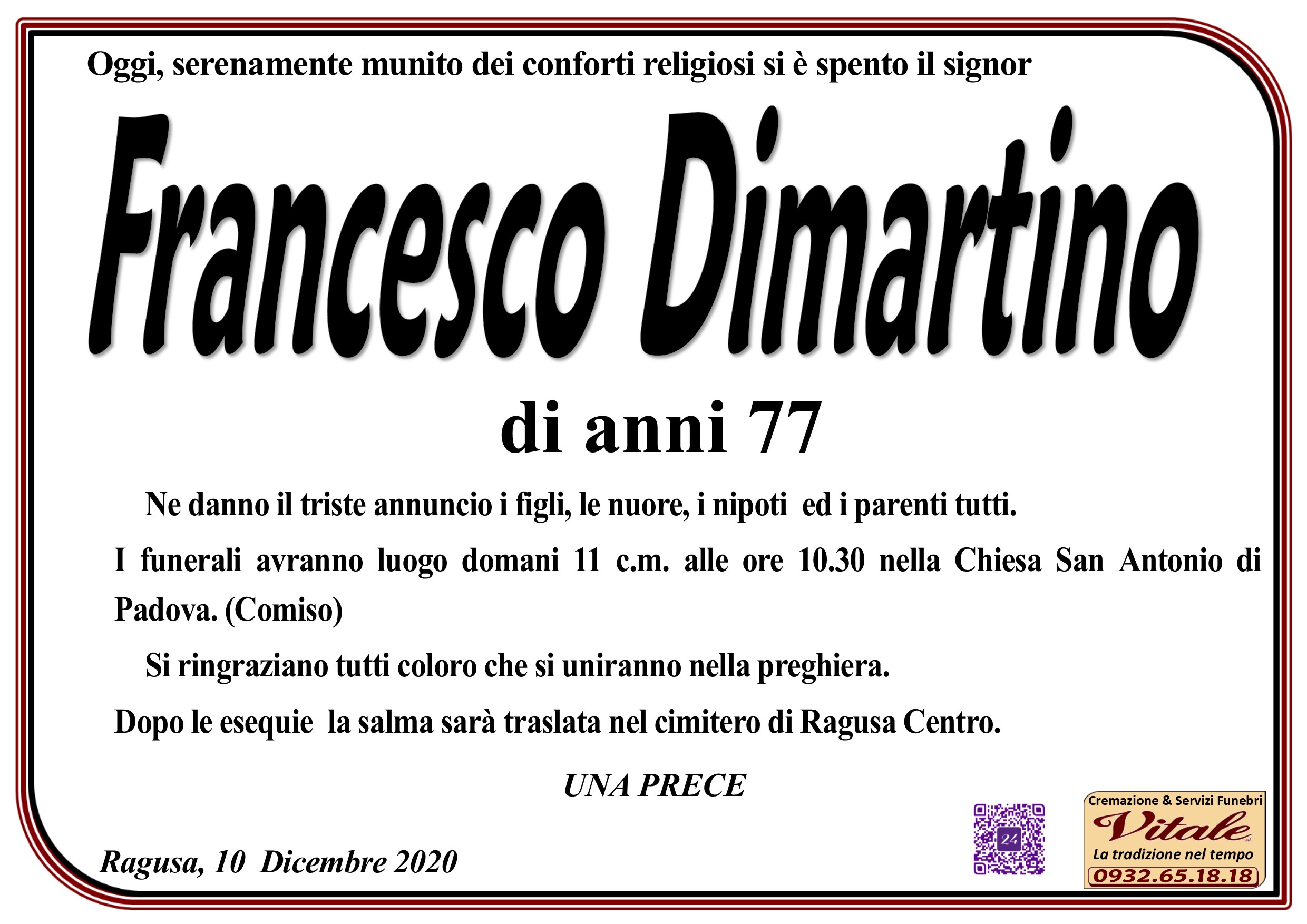 Necrologi: Francesco Dimartino