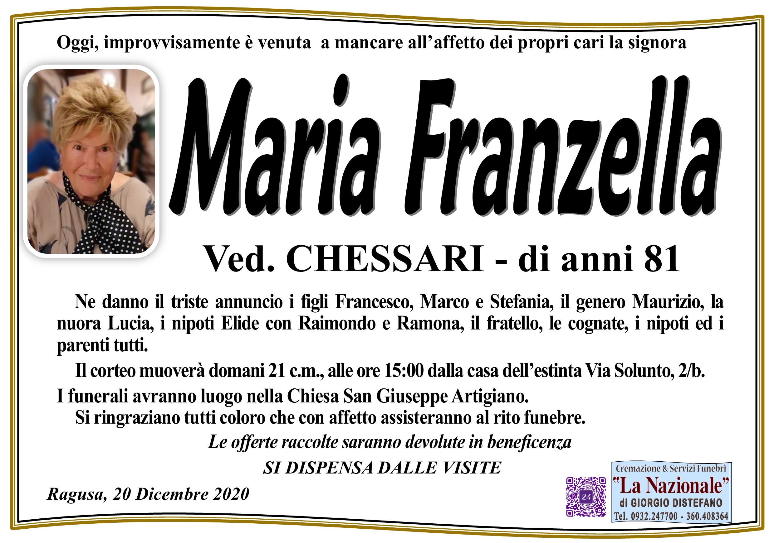 Necrologi: Maria Franzella