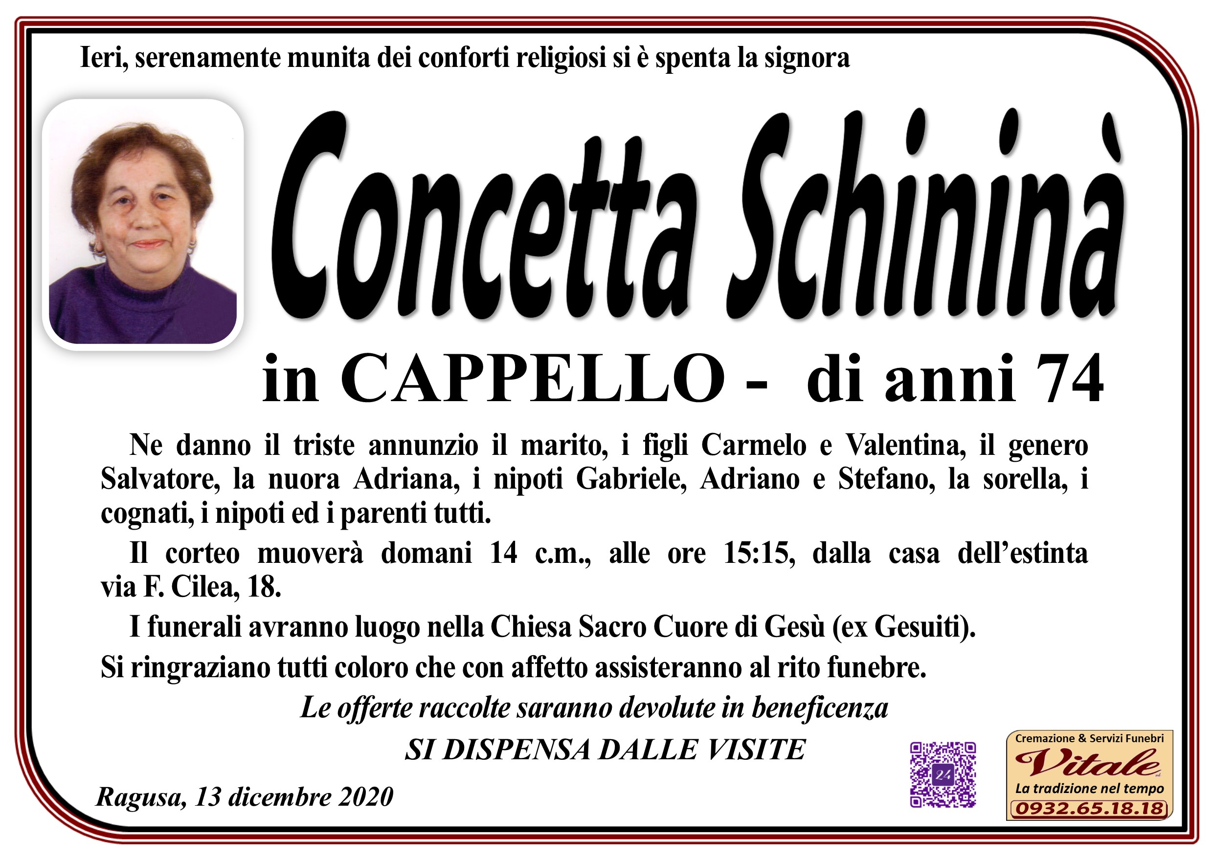 Necrologi: Concetta Schininà