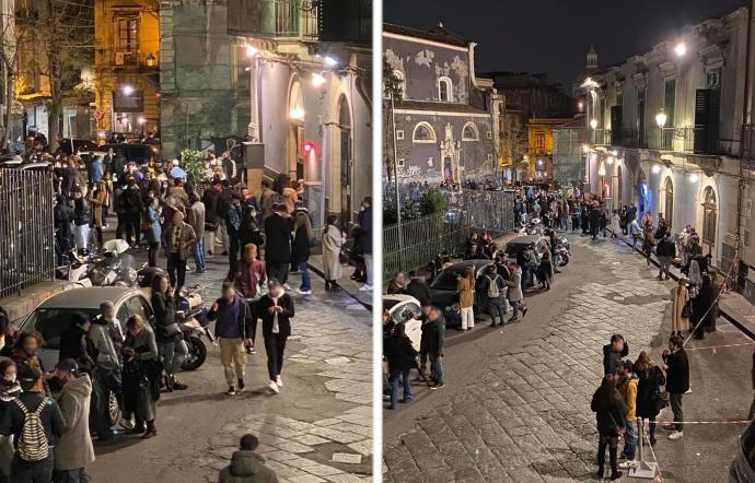 Per chi sono i controlli? Foto di giovani catanesi in piazza Currò
