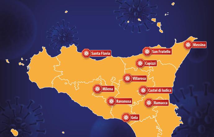 La Sicilia a macchie rosse. Su fondo arancione