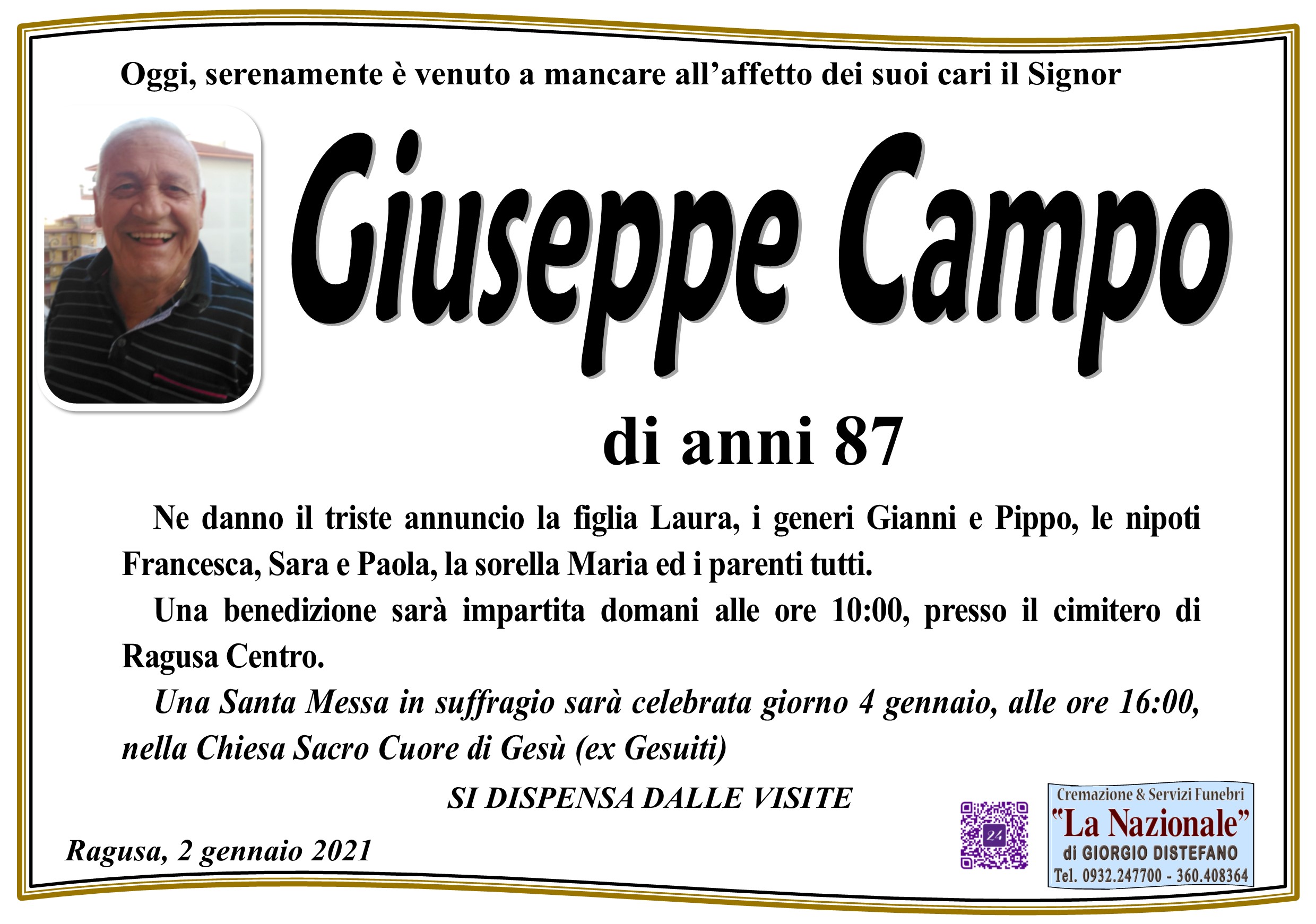 Necrologi: Giuseppe Campo