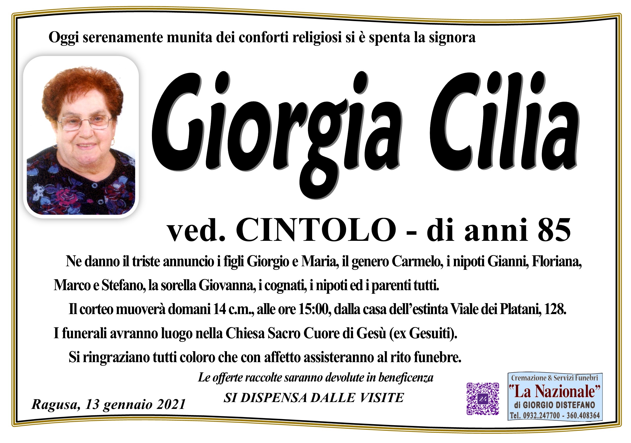 Necrologi: Giorgia Cilia