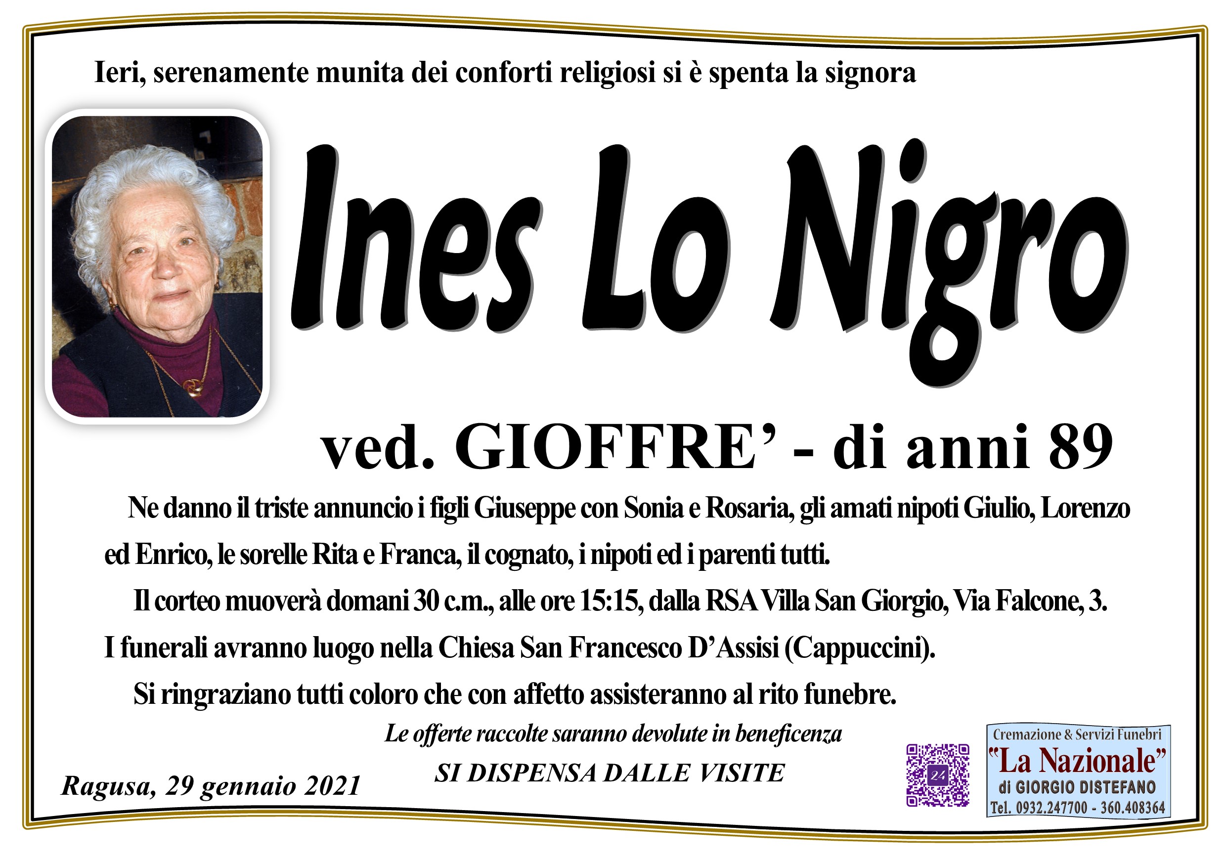 Necrologi: Ines Lo Nigro