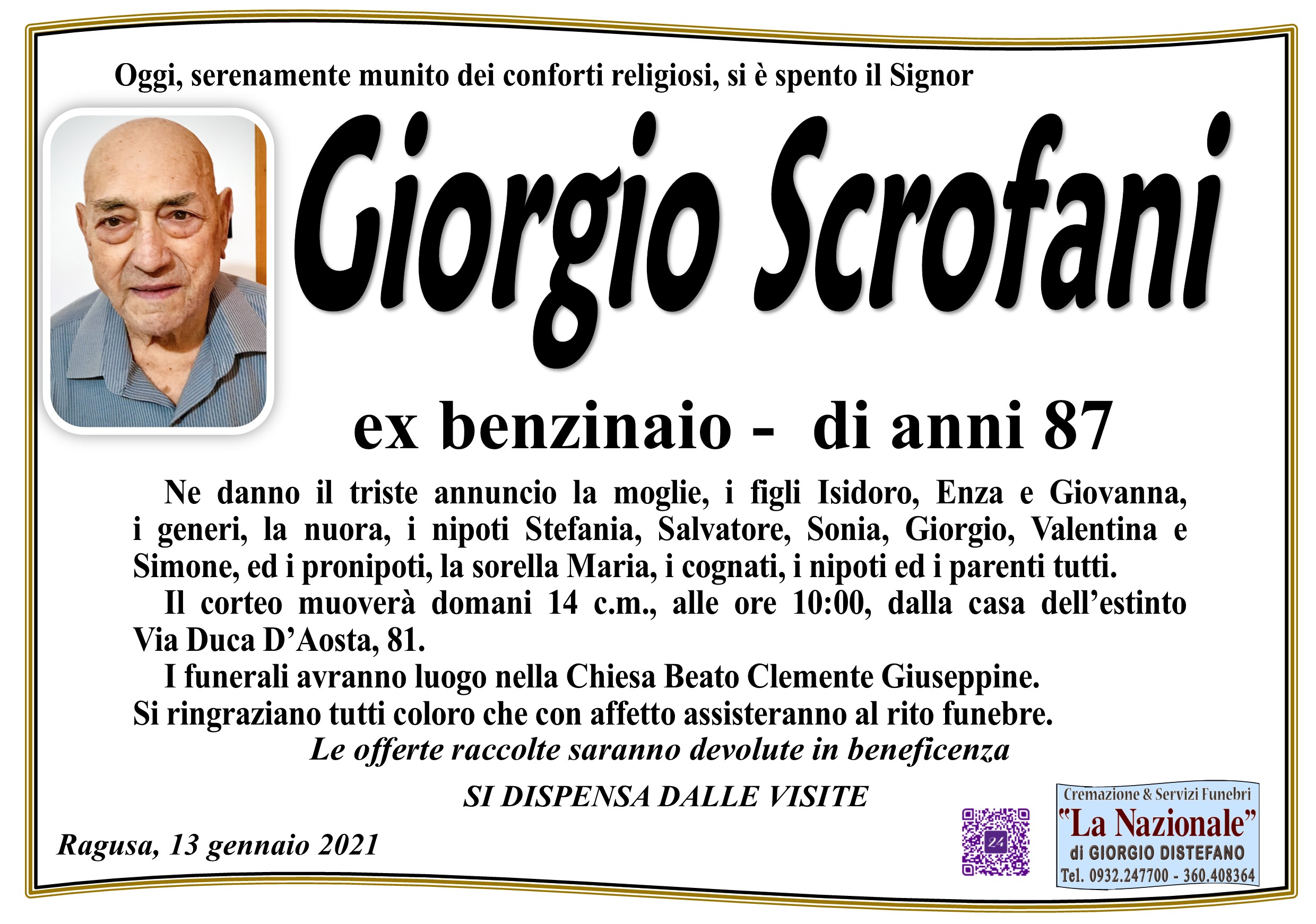 Necrologi: Giorgio Scrofani