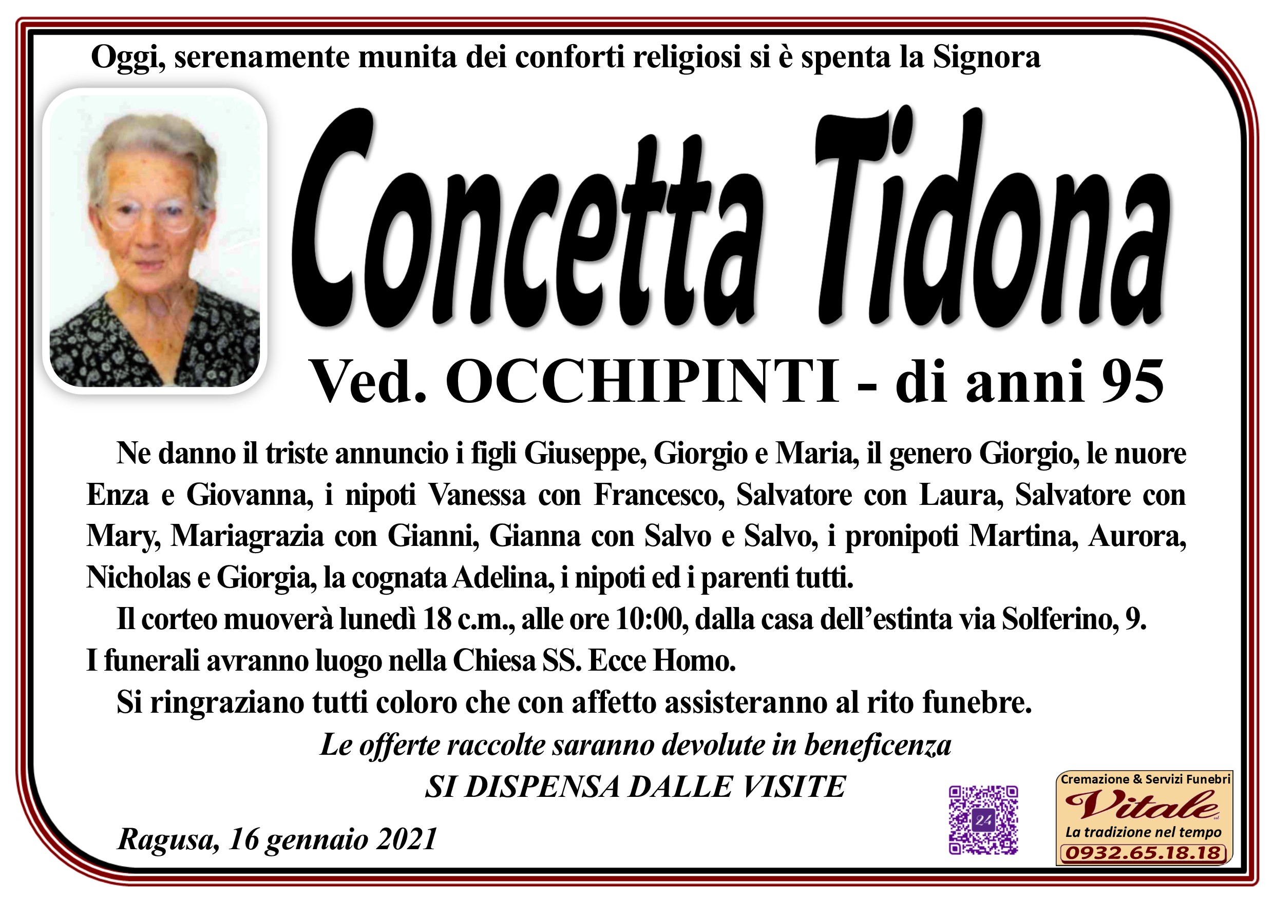 Necrologi: Concetta Tidona