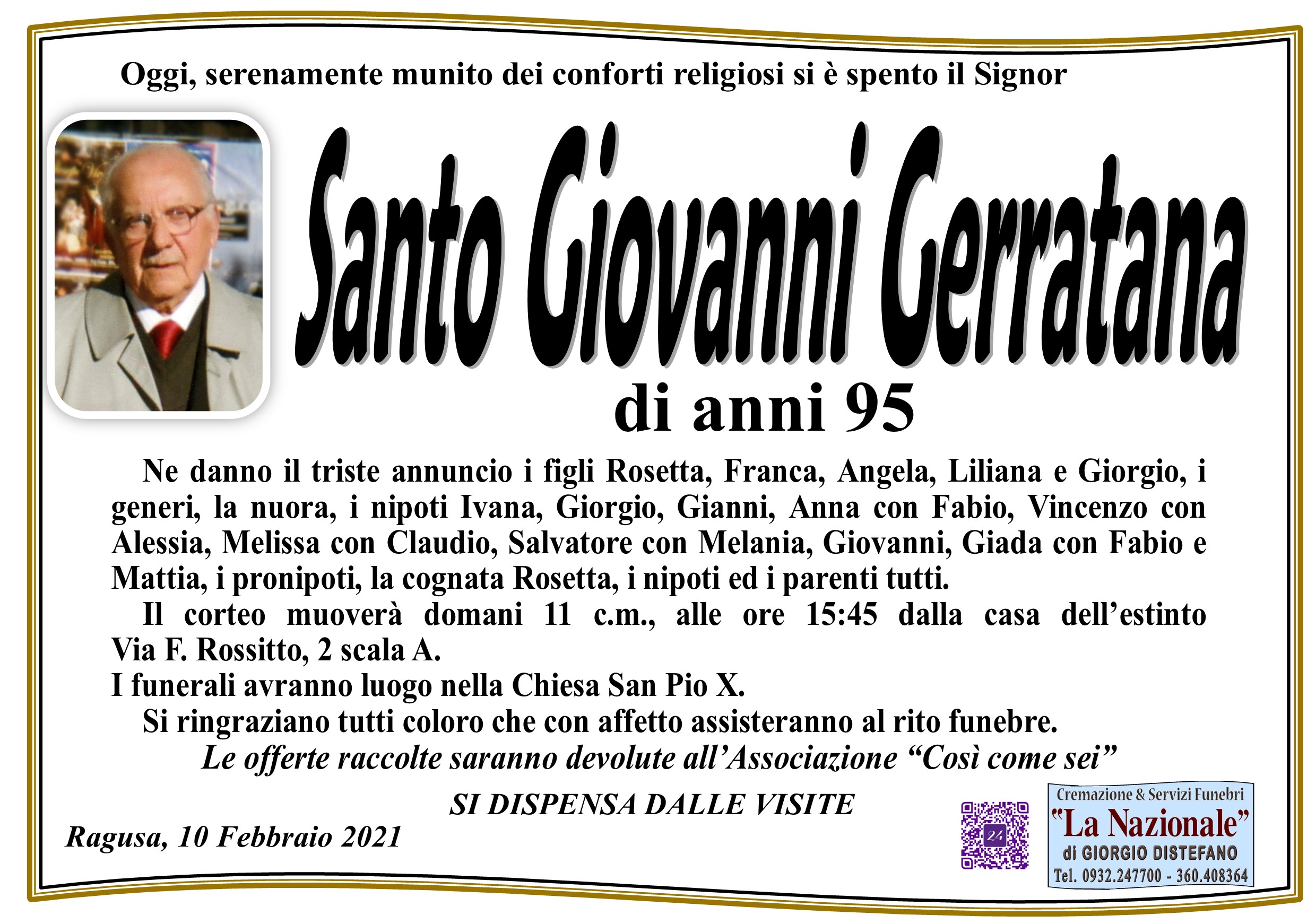 Necrologi: Santo Giovanni Gerratana
