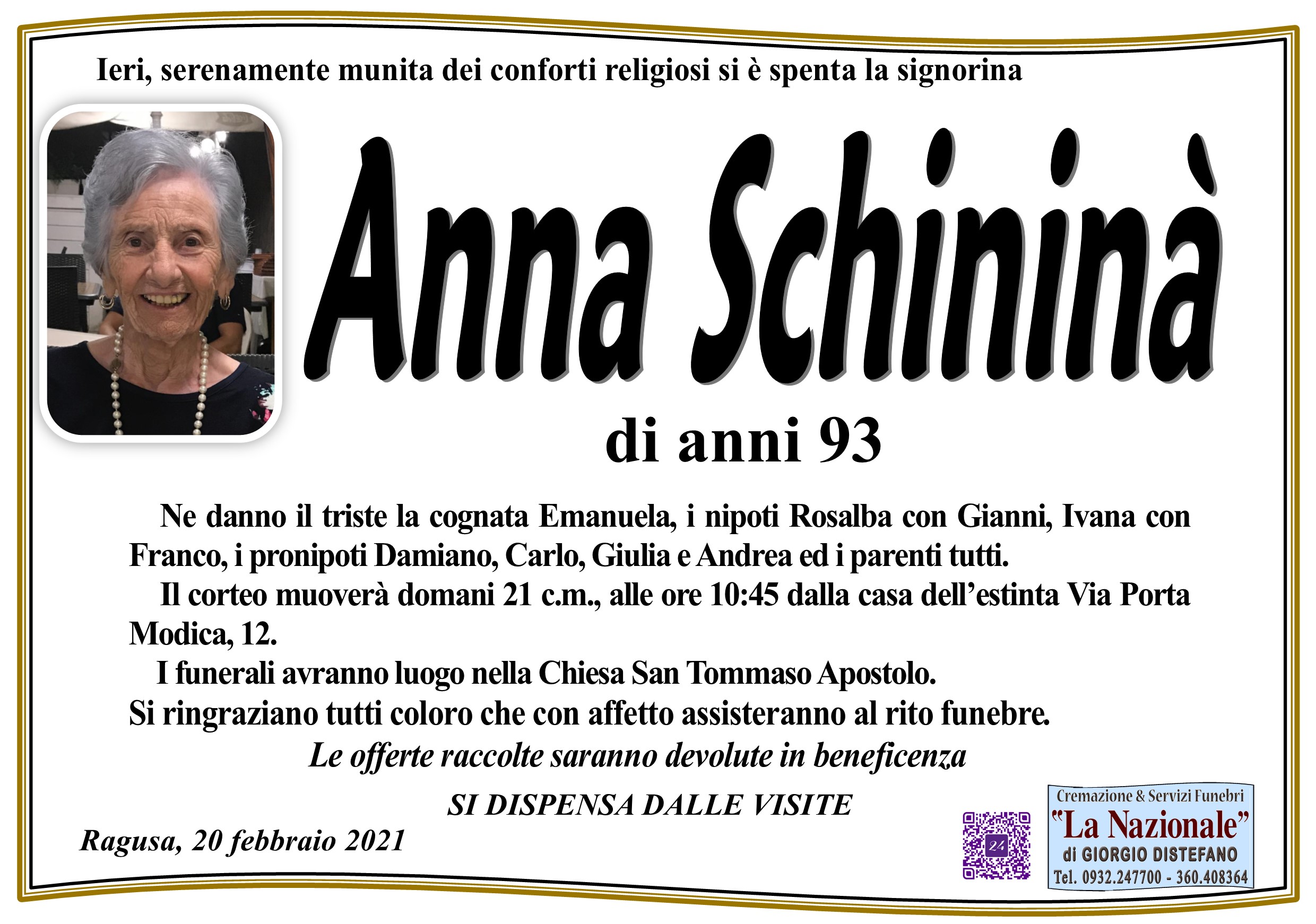 Necrologi: Anna Schininà