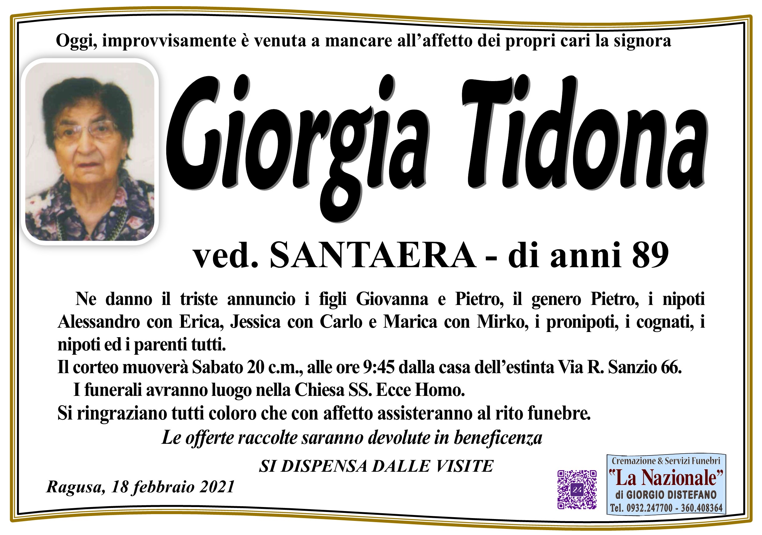 Necrologi: Giorgia Tidona