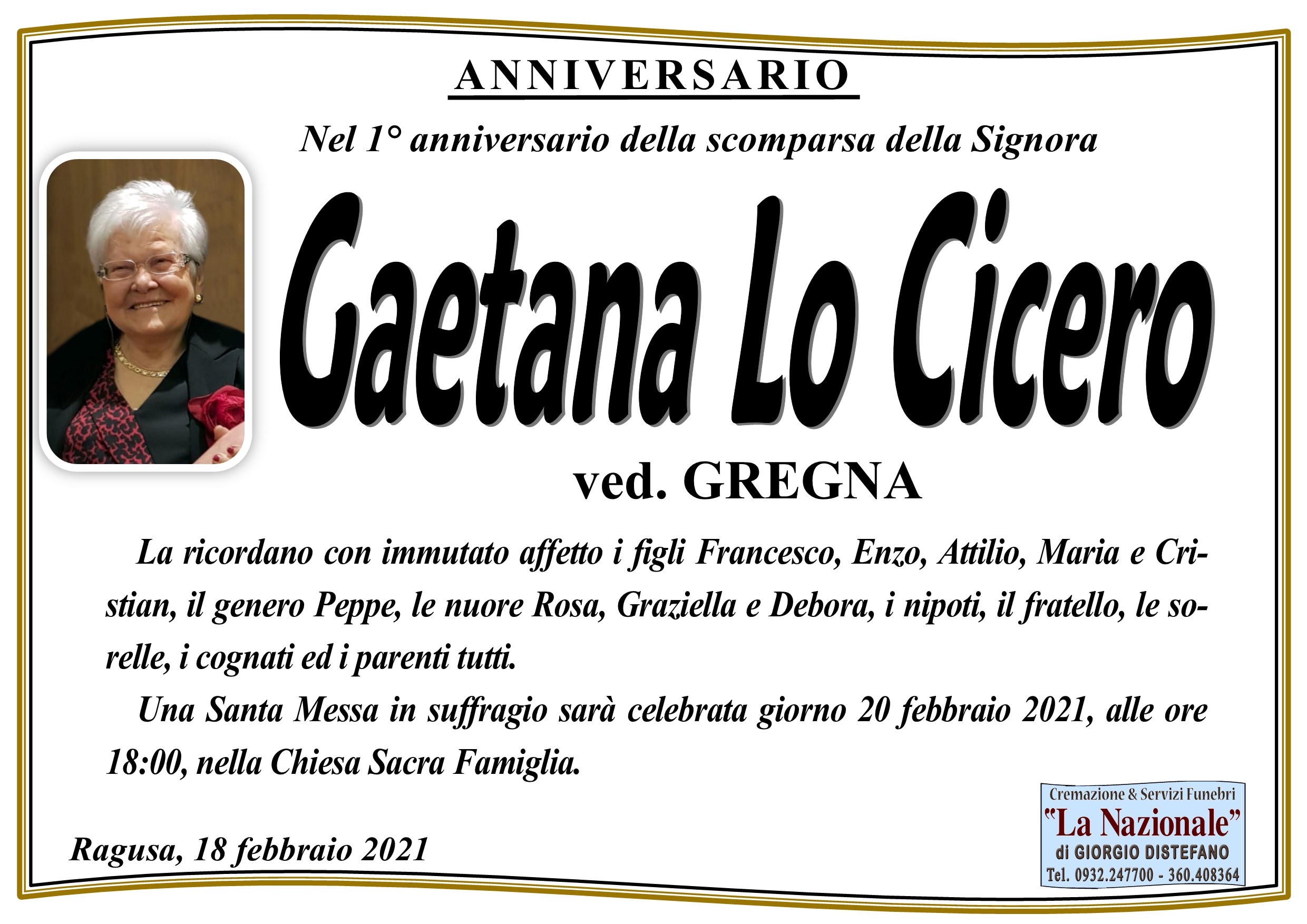 Necrologi: Gaetana Lo Cicero