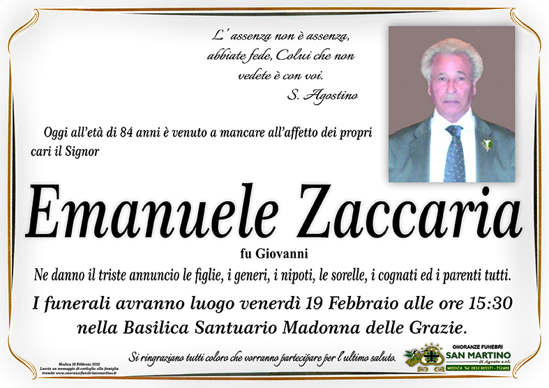 Necrologi: Emanuele Zaccaria