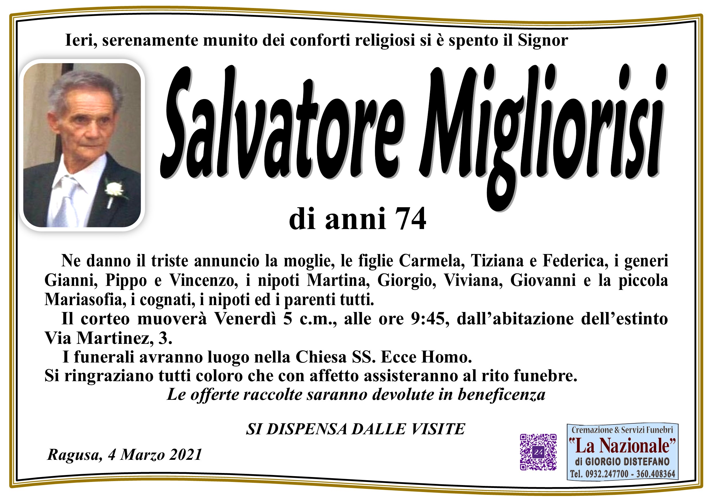 Necrologi: Salvatore Migliorisi