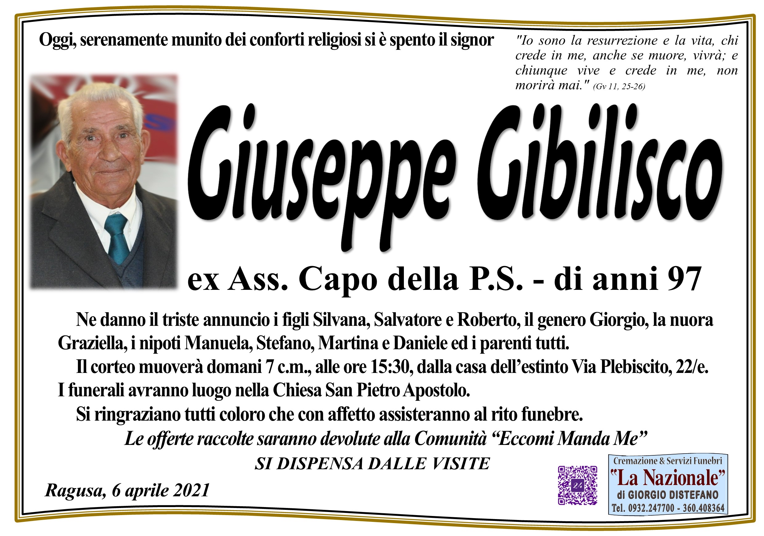 Necrologi: Giuseppe Gibilisco
