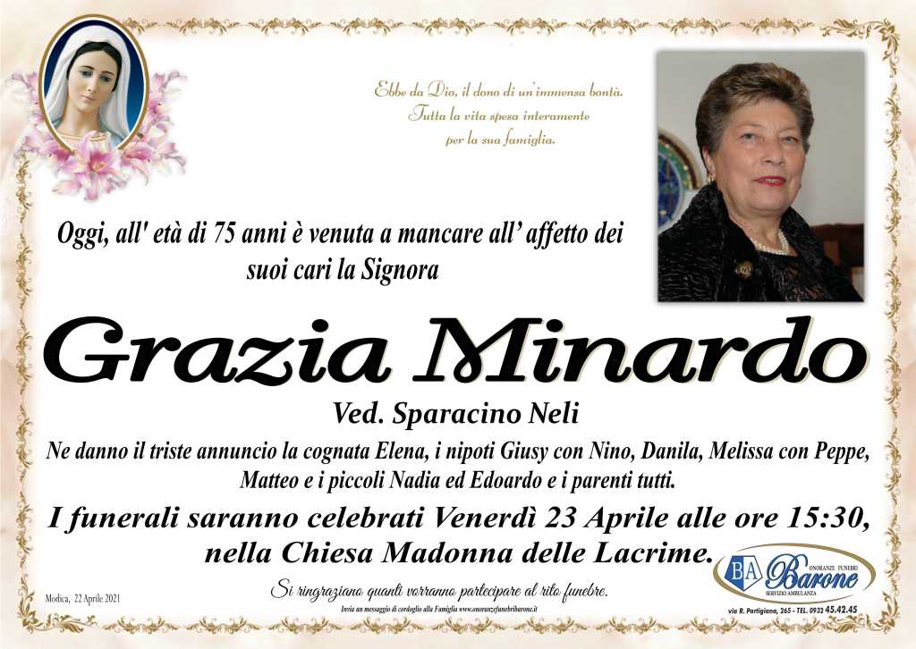Necrologi: Grazia Minardo - Ragusa Oggi
