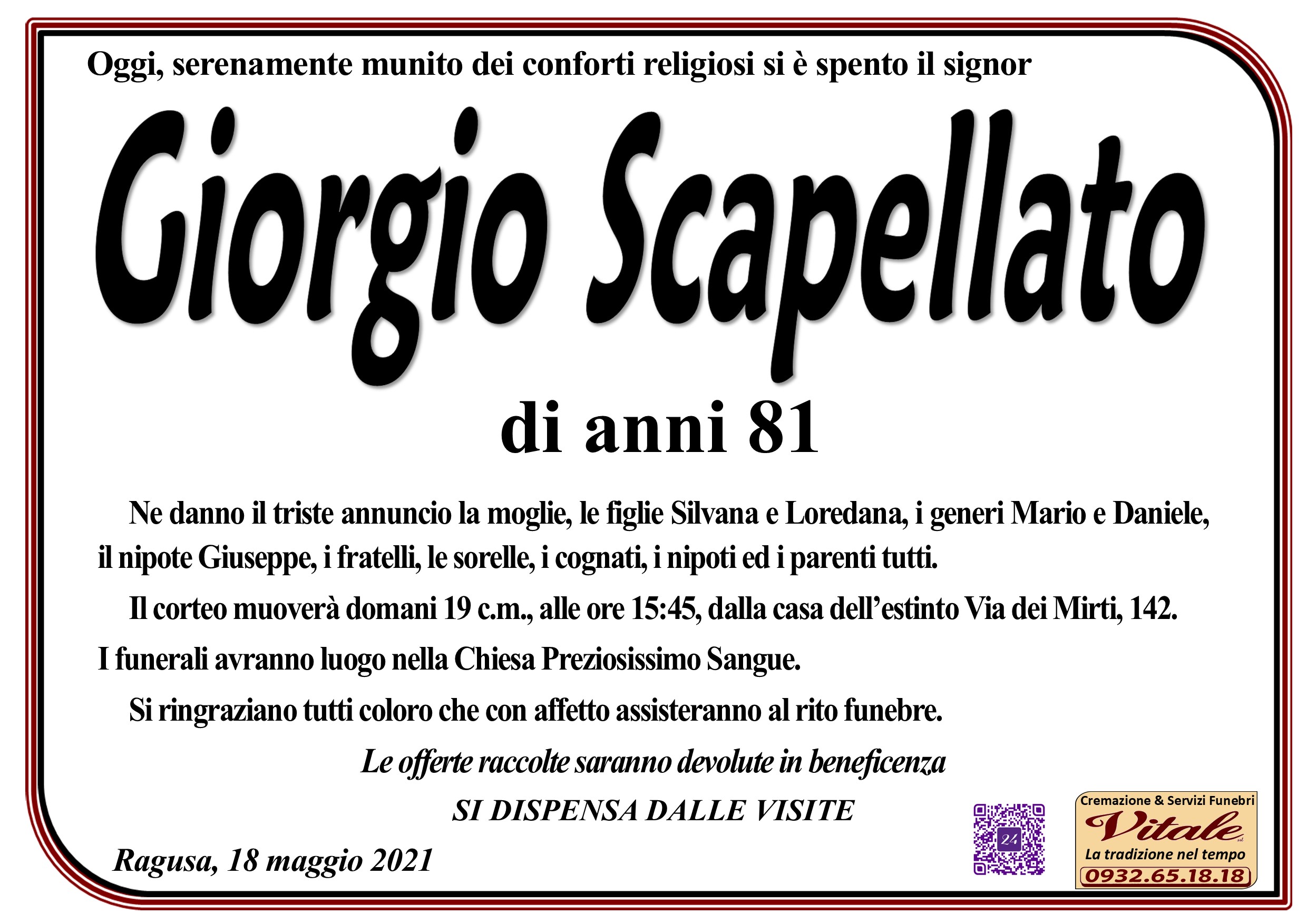 Necrologi: Giorgio Scapellato