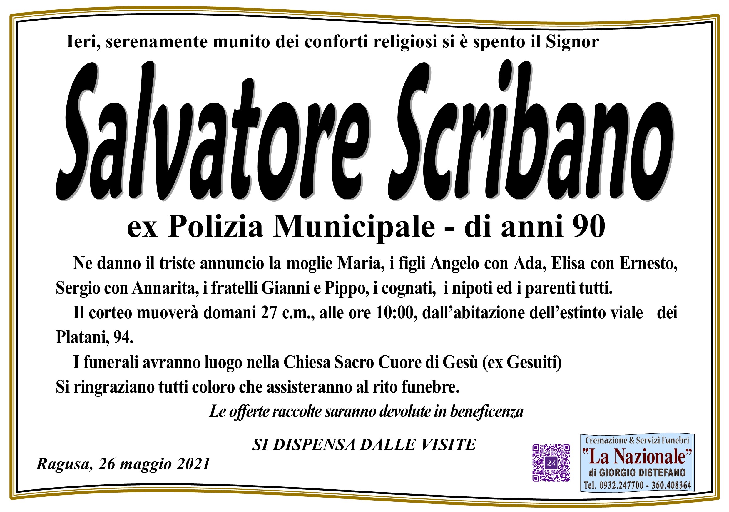 Necrologi: Salvatore Scribano