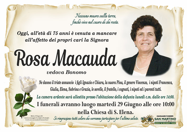 Necrologi: Rosa Macauda
