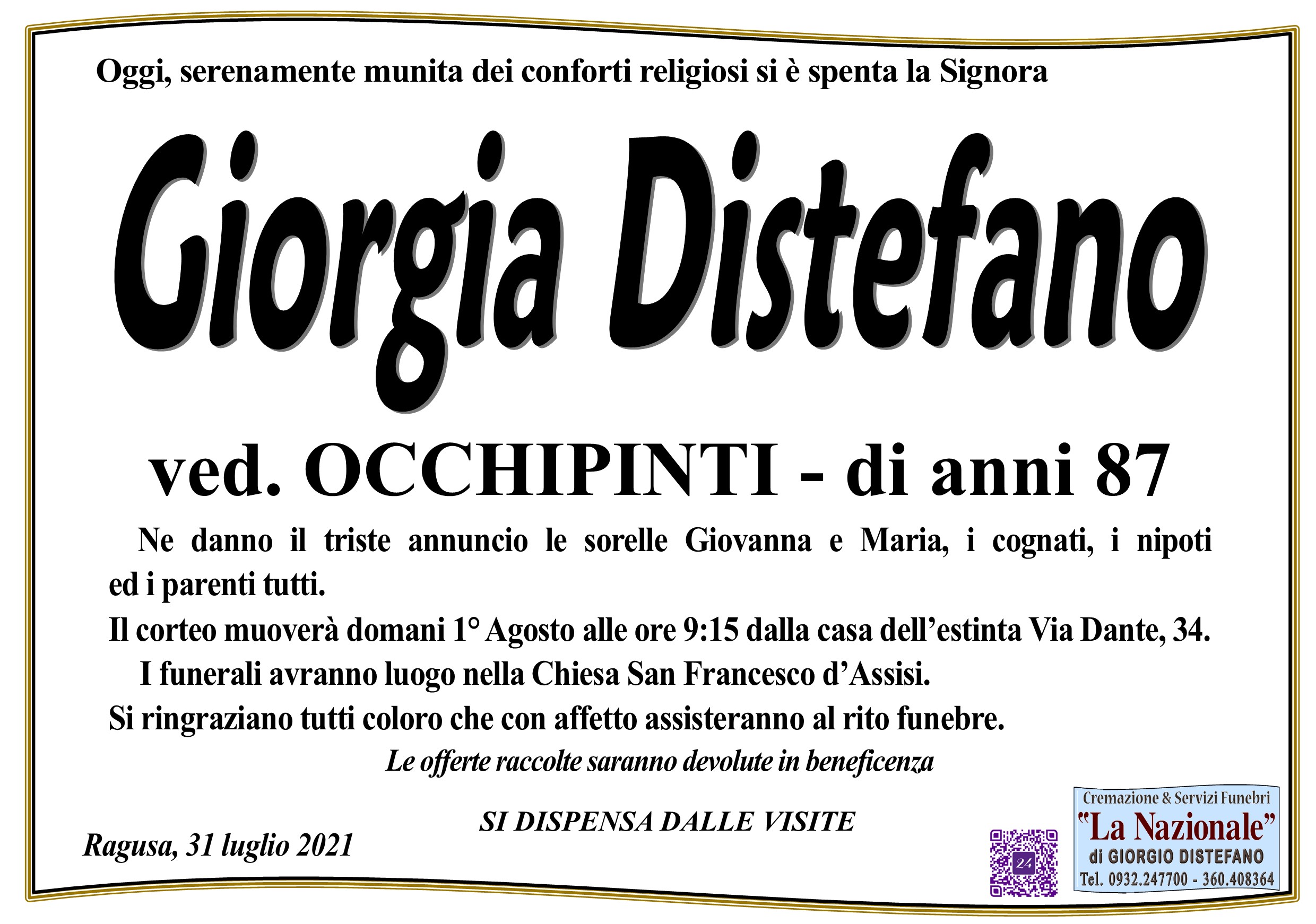 Necrologi: Giorgia Distefano