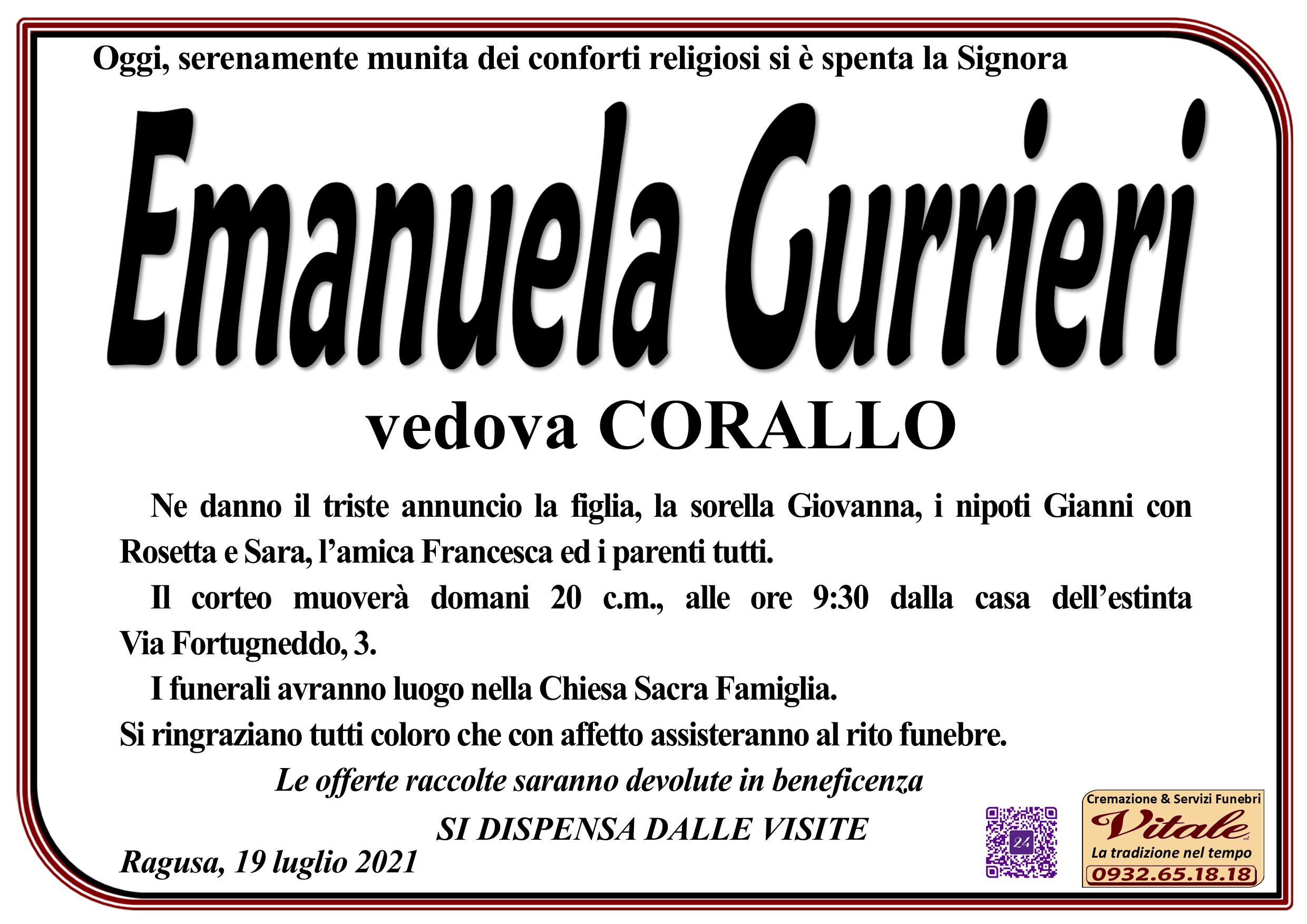Necrologi: Emanuela Gurrieri