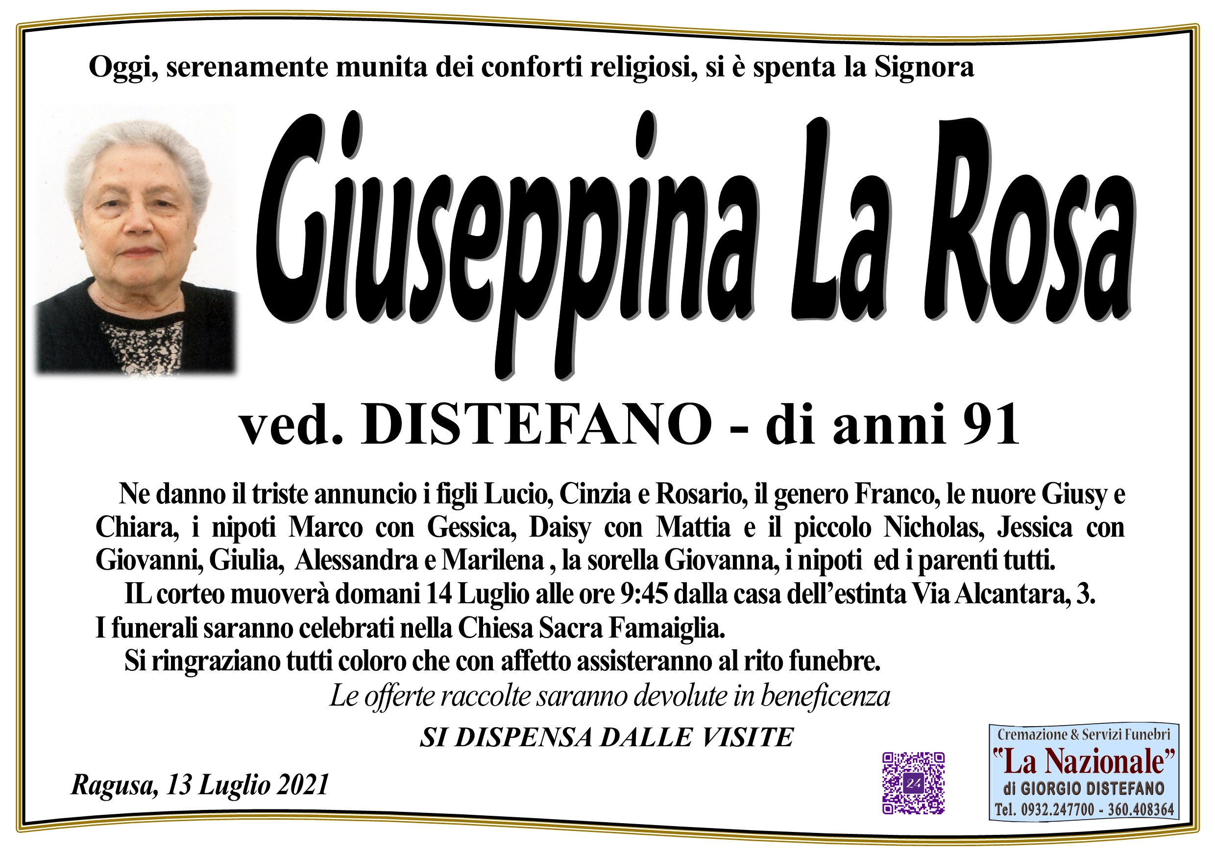 Necrologi: Giuseppina La Rosa