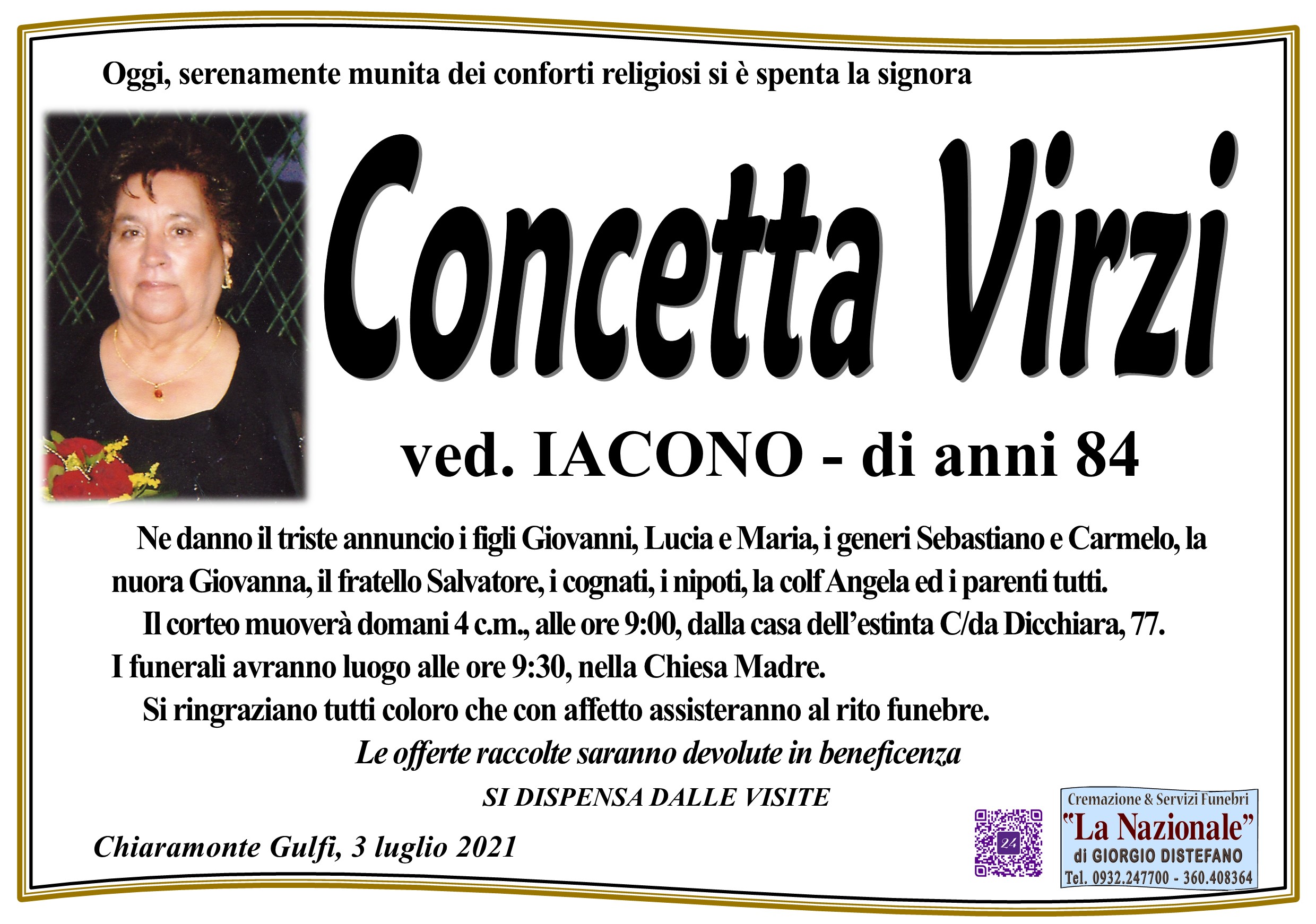 Necrologi: Concetta Virzi