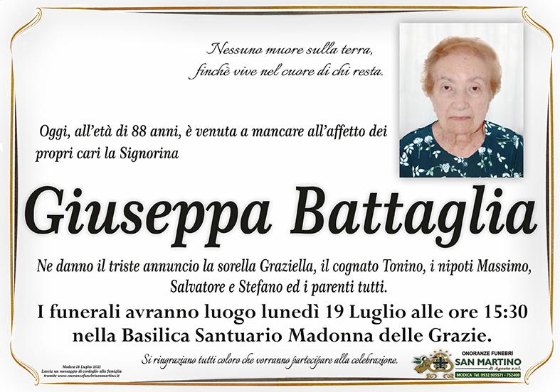 Necrologi: Giuseppa Battaglia