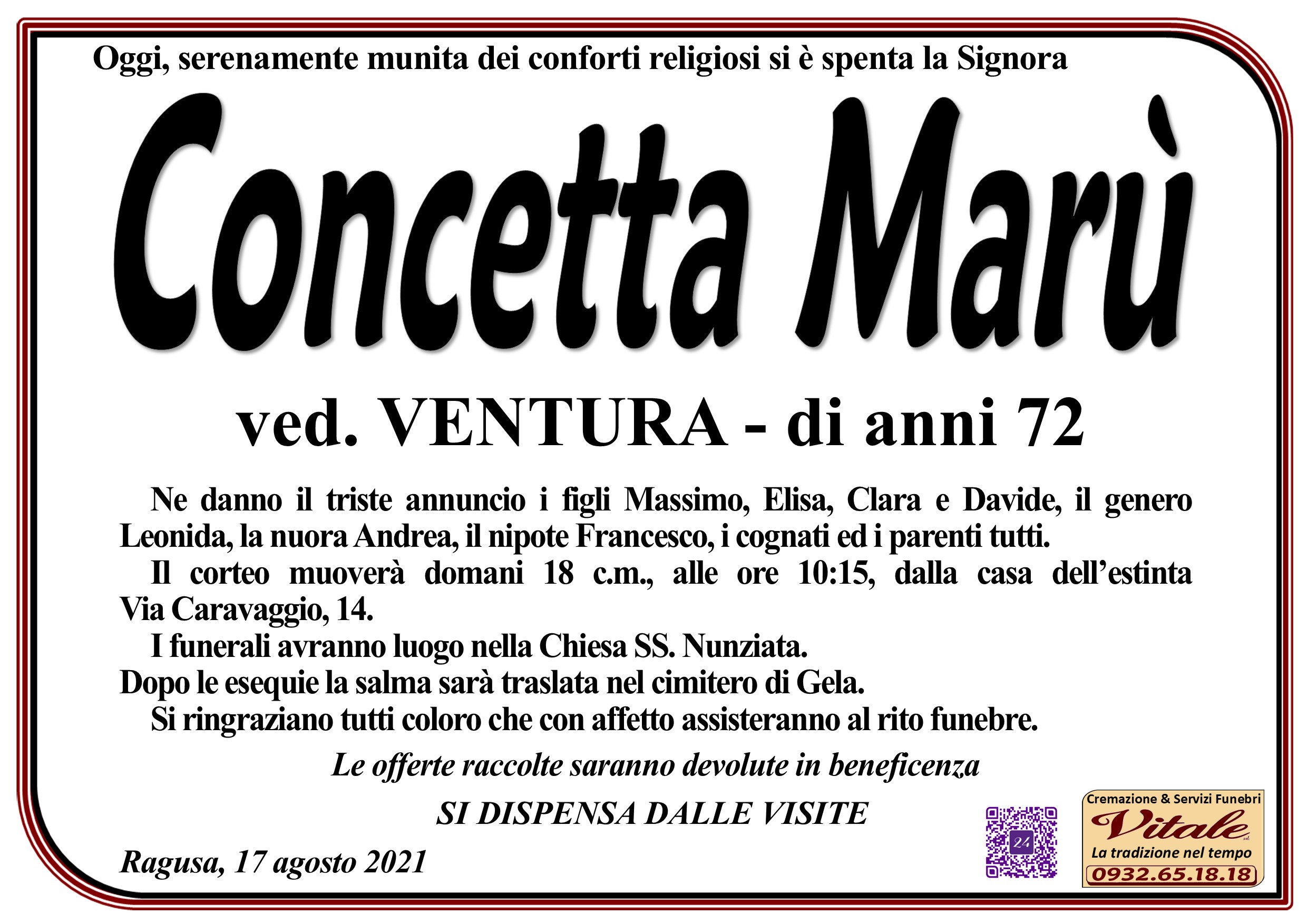 Necrologi: Concetta Marù