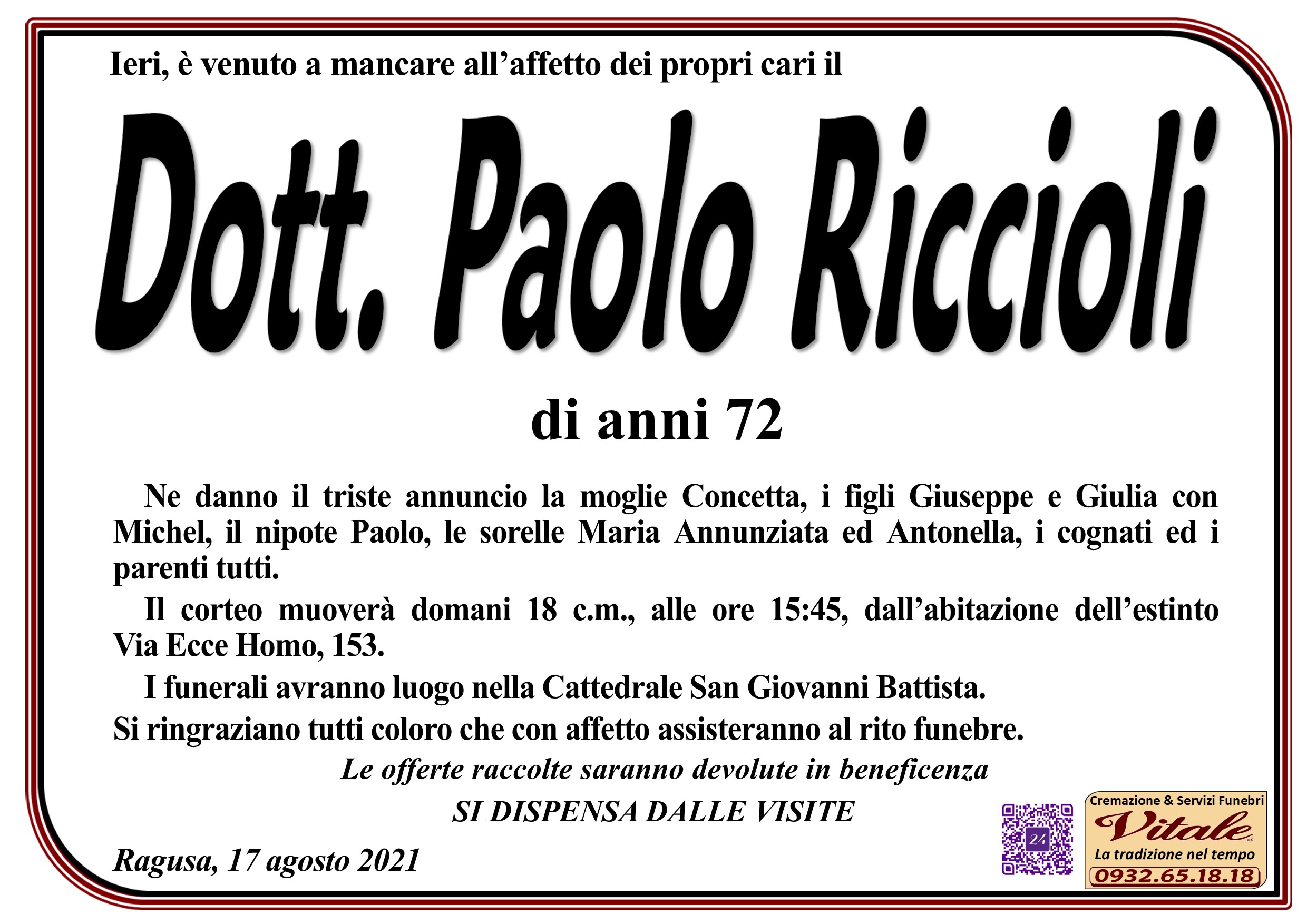 Necrologi: Paolo Riccioli
