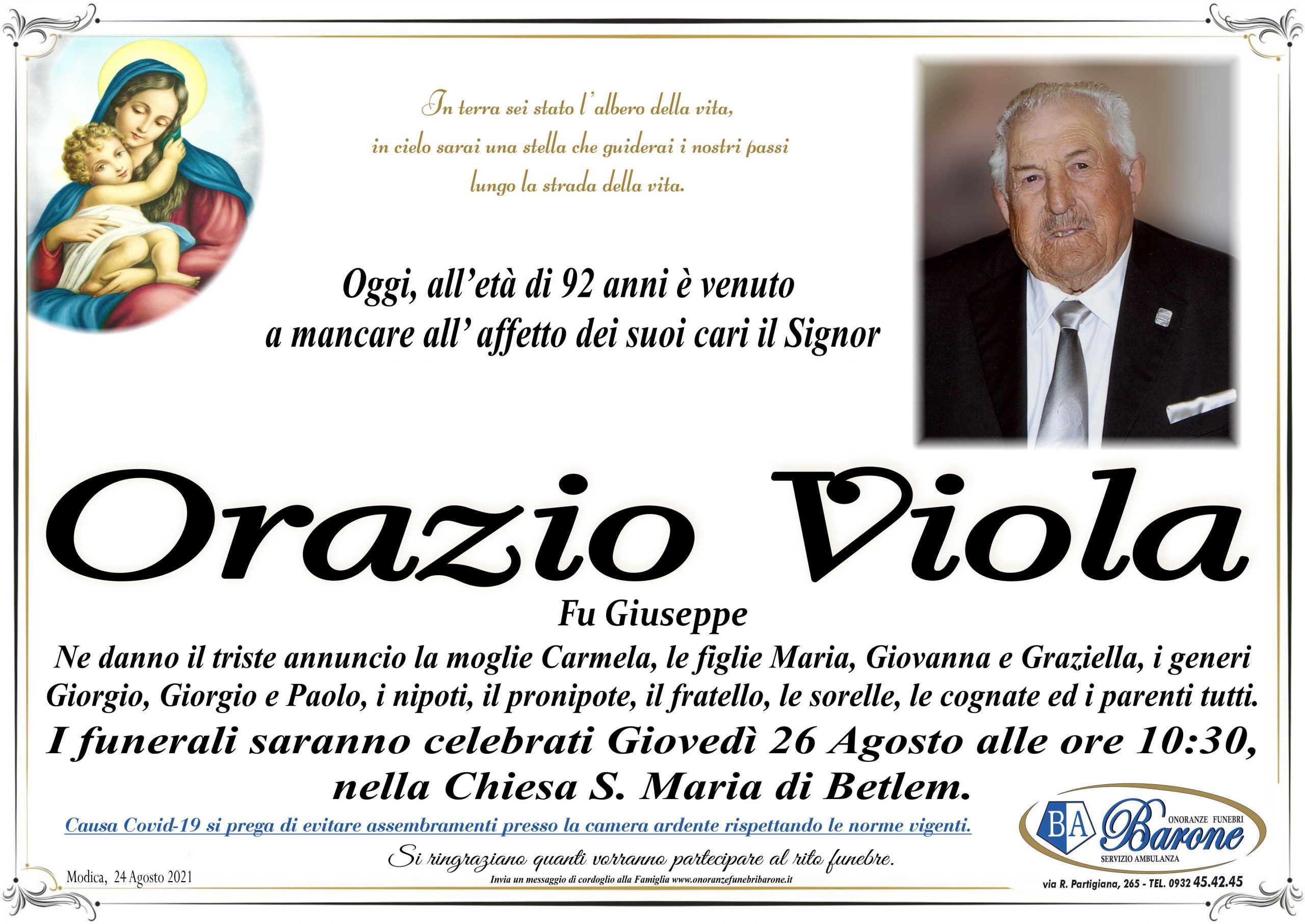 Necrologi: Orazio Viola