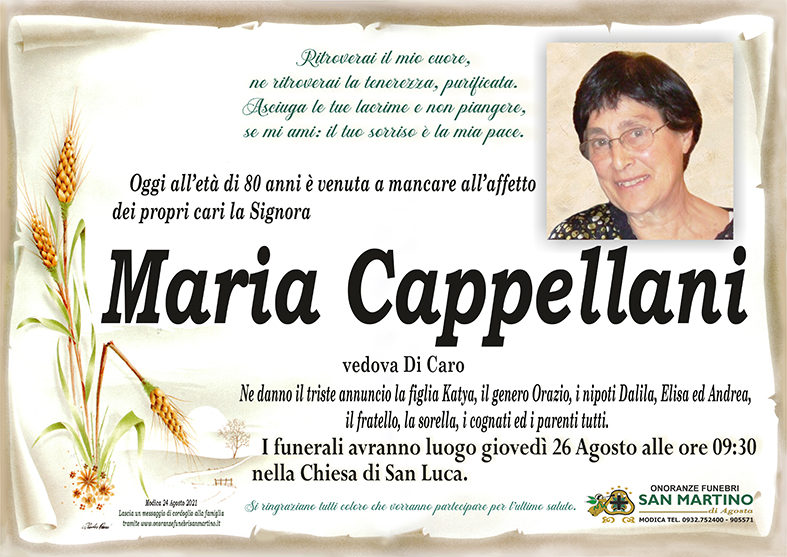 Necrologi: Maria Cappellani