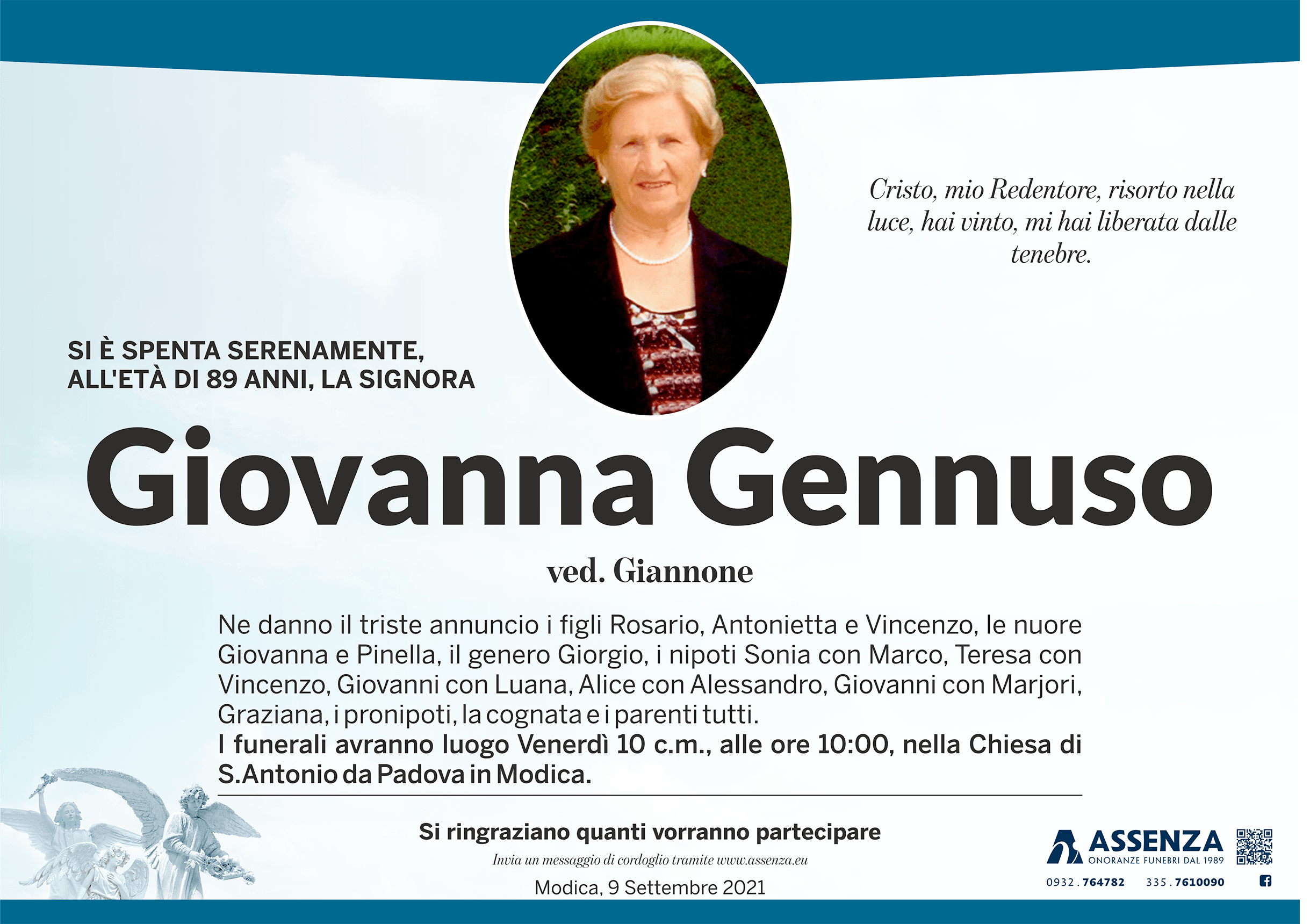 Necrologi: Giovanna Gennuso
