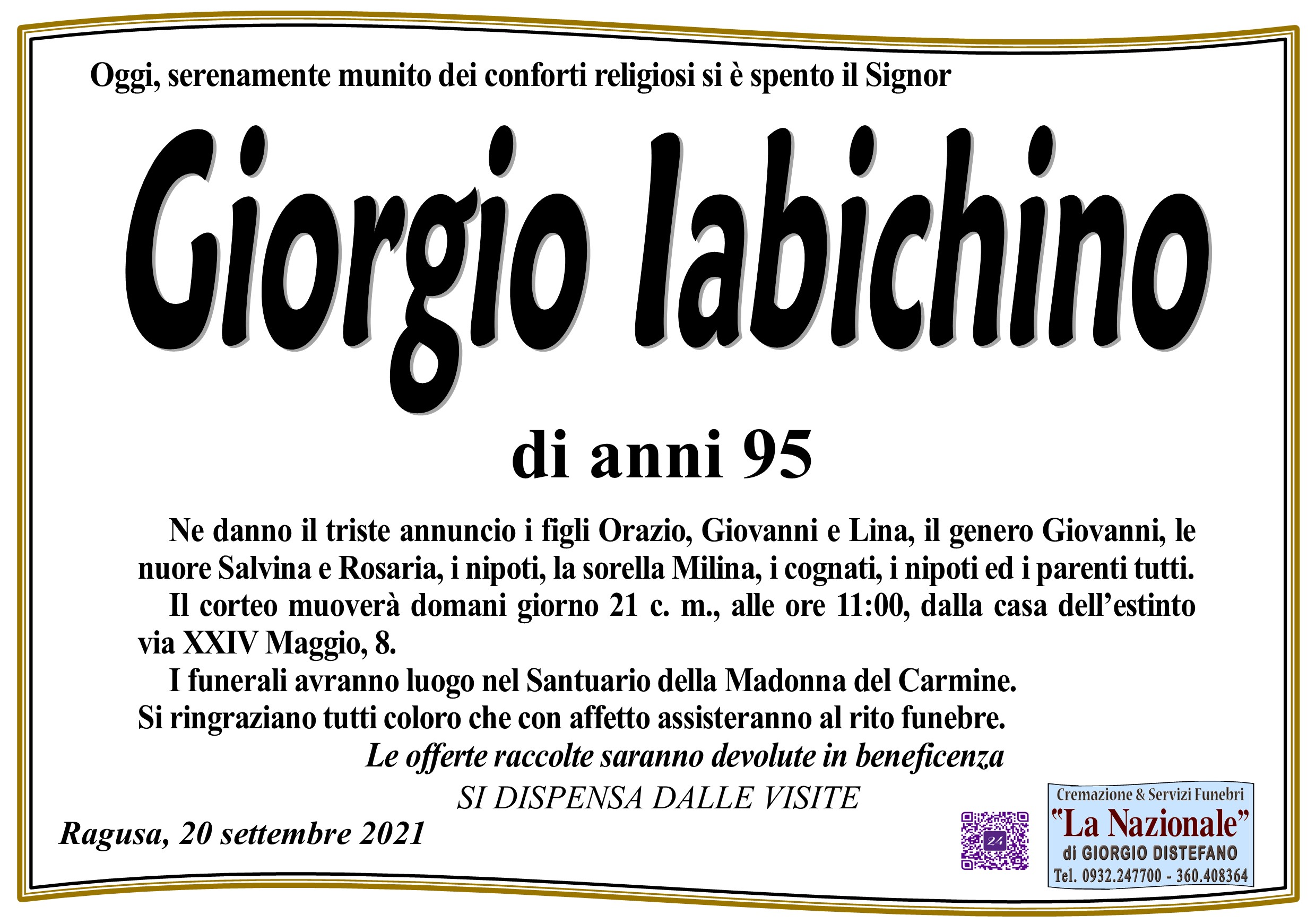 Necrologi: Giorgio Iabichino
