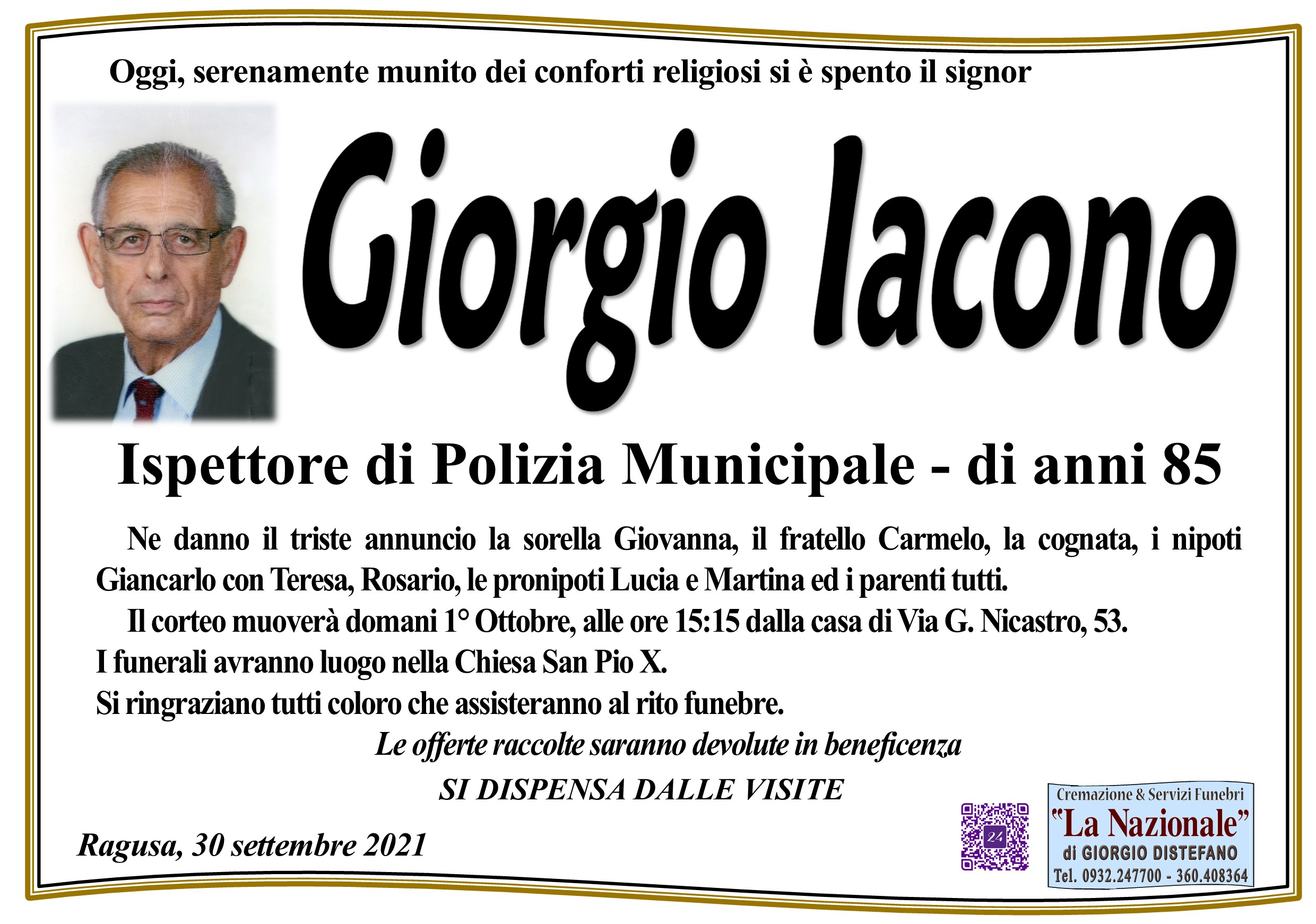 Necrologi: Giorgio Iacono