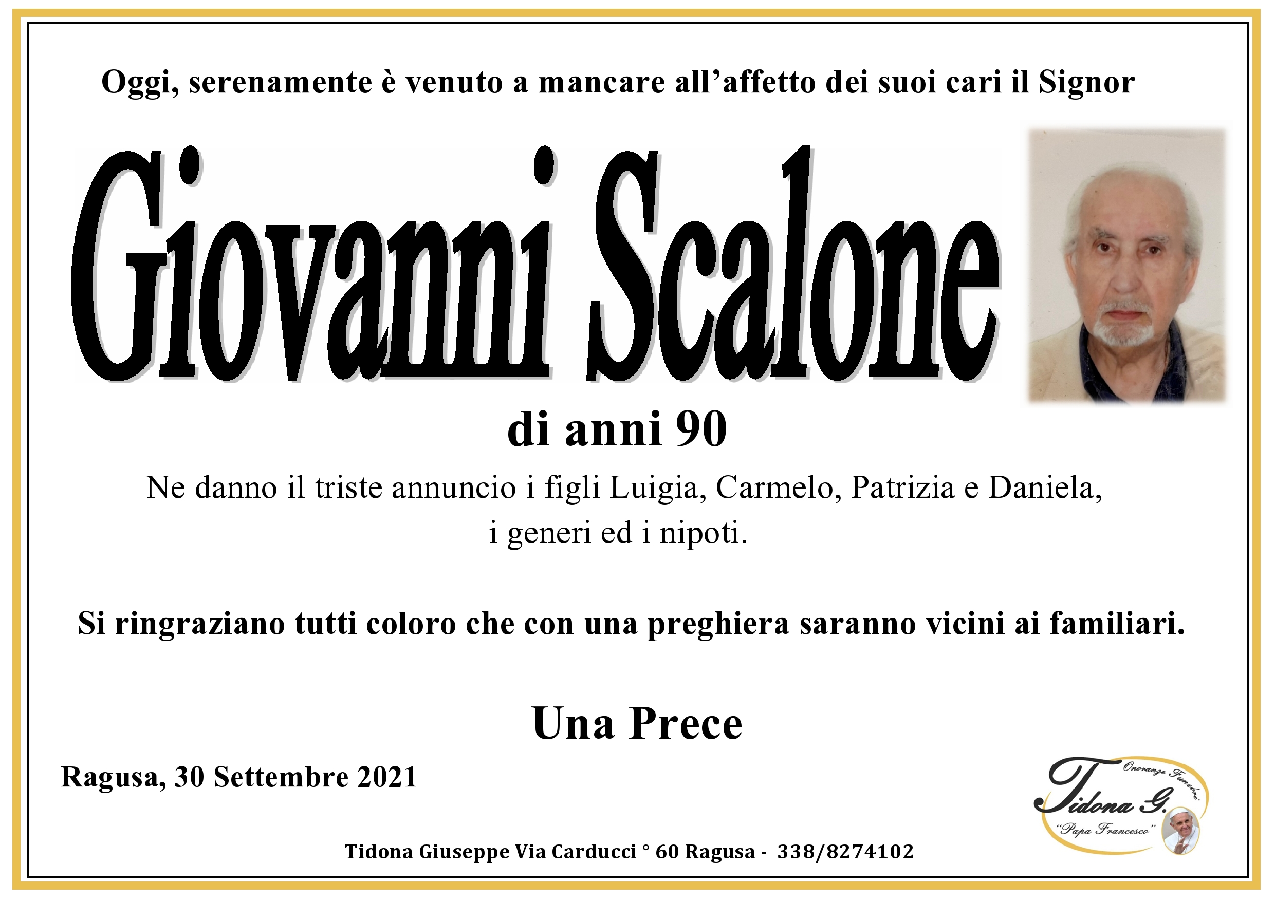 Necrologi: Giovanni Scalone