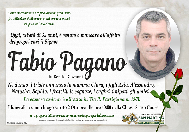 Necrologi: Fabio Pagano
