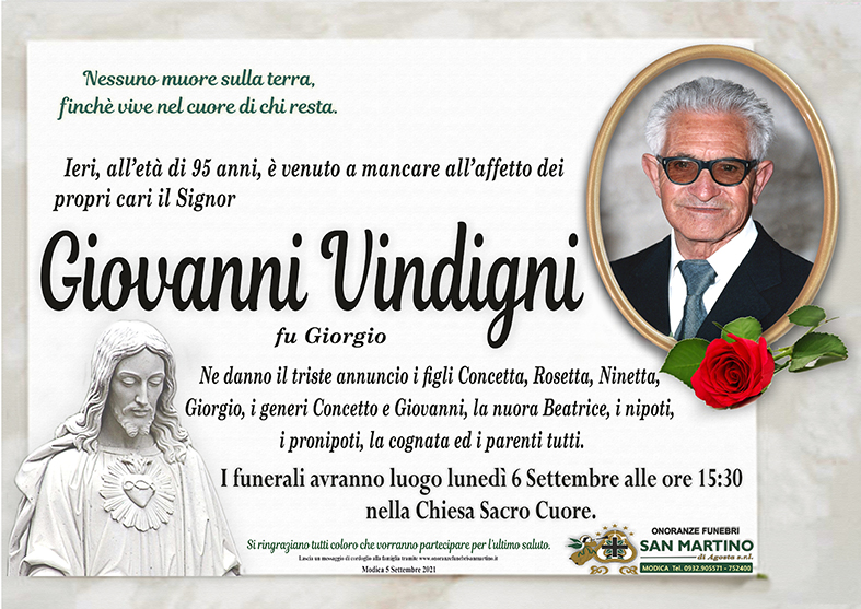 Necrologi: Giovanni Vindigni