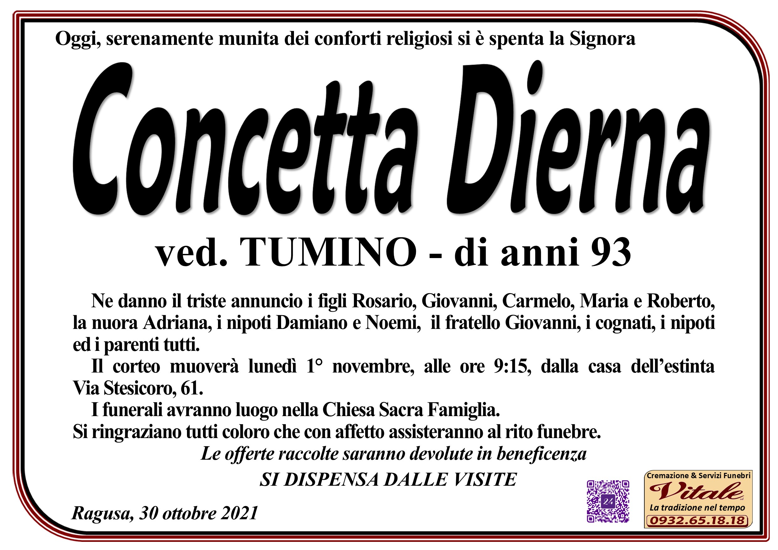 Necrologi: Concetta Dierna