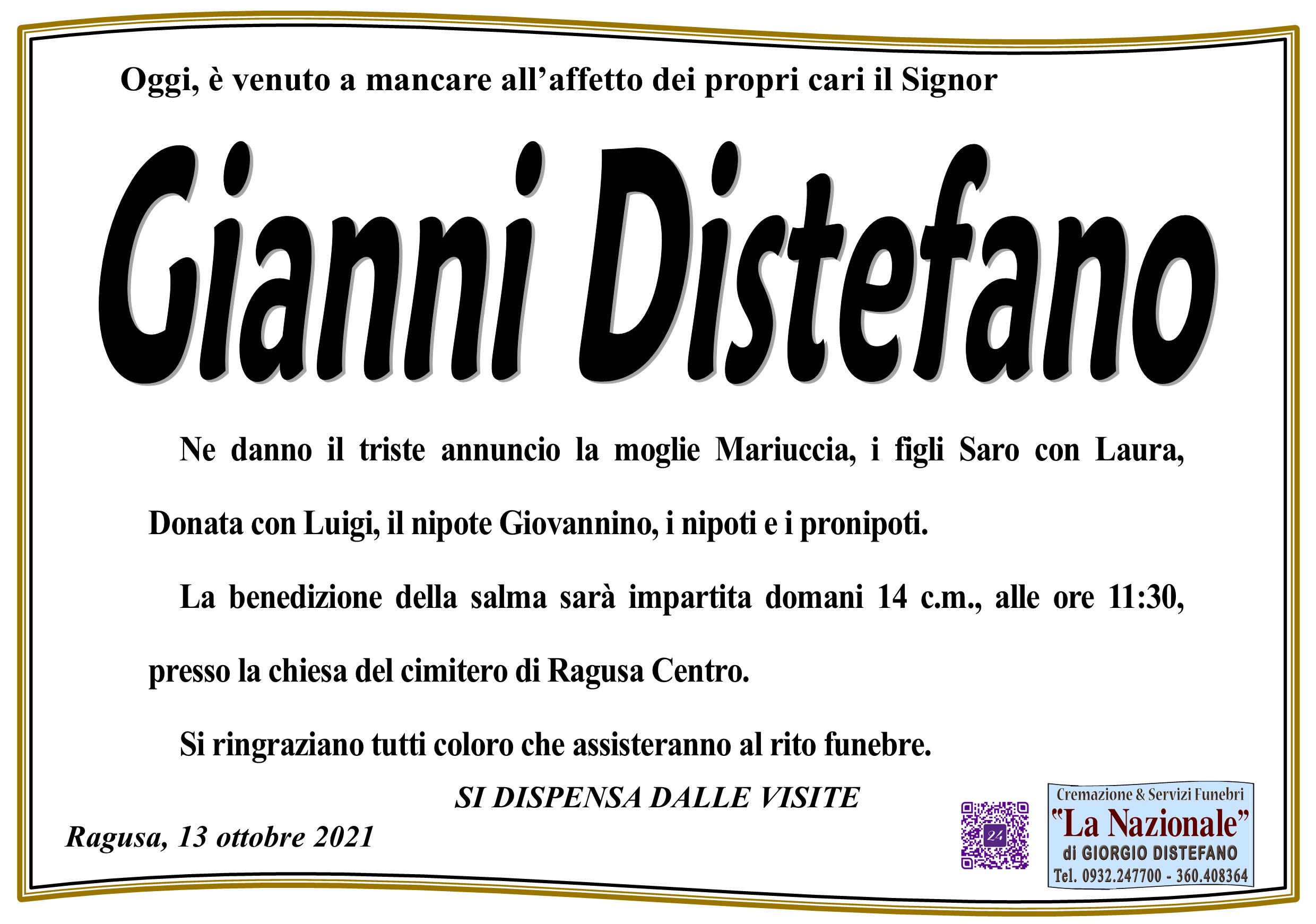 Necrologi: Gianni Distefano