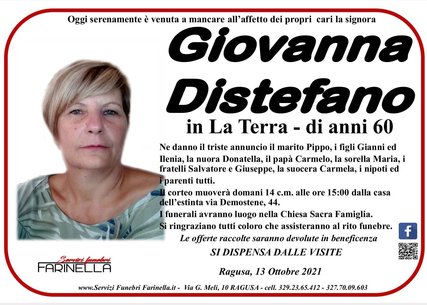 Necrologi: Giovanna Distefano
