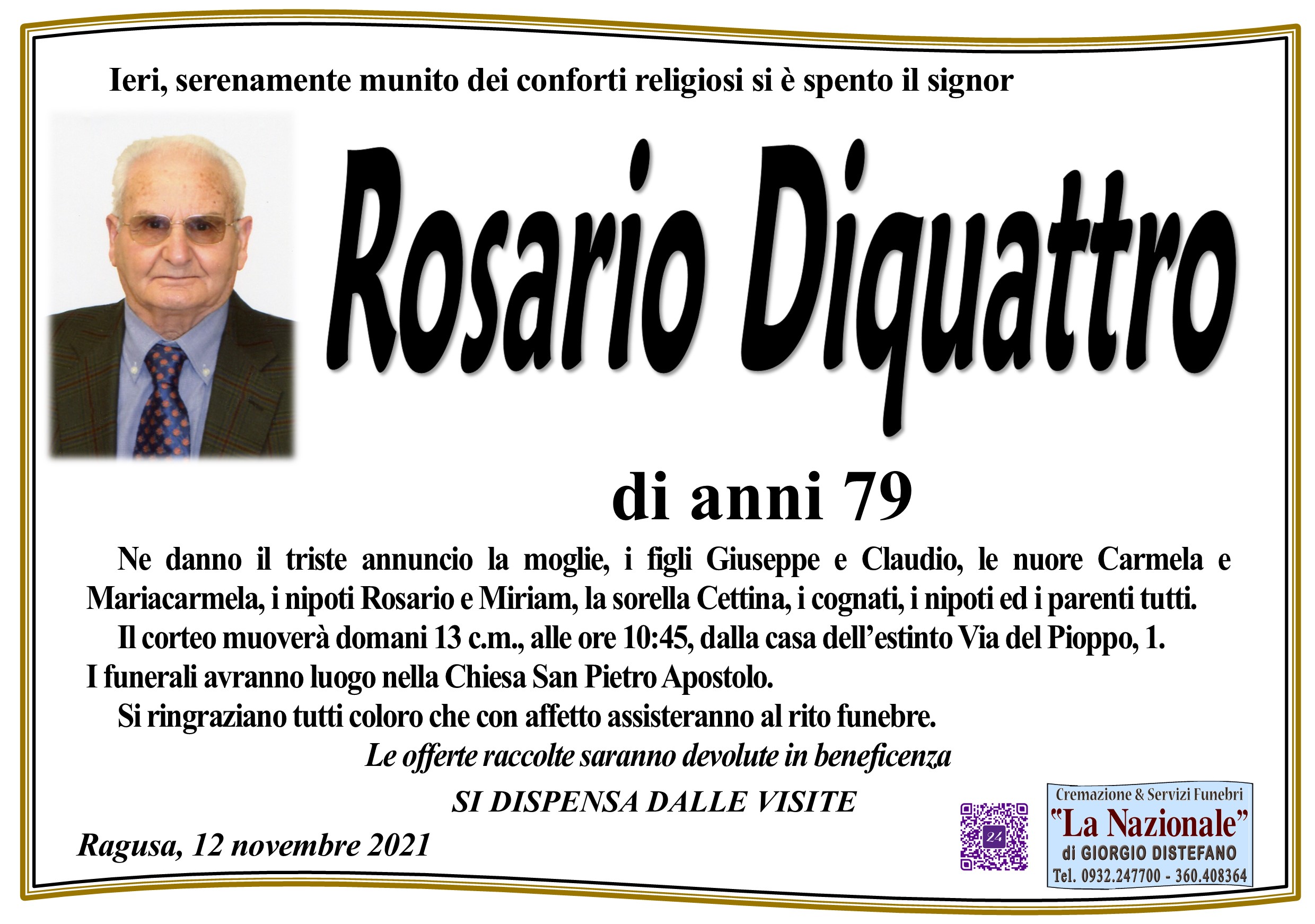 Necrologi: Rosario Diquattro