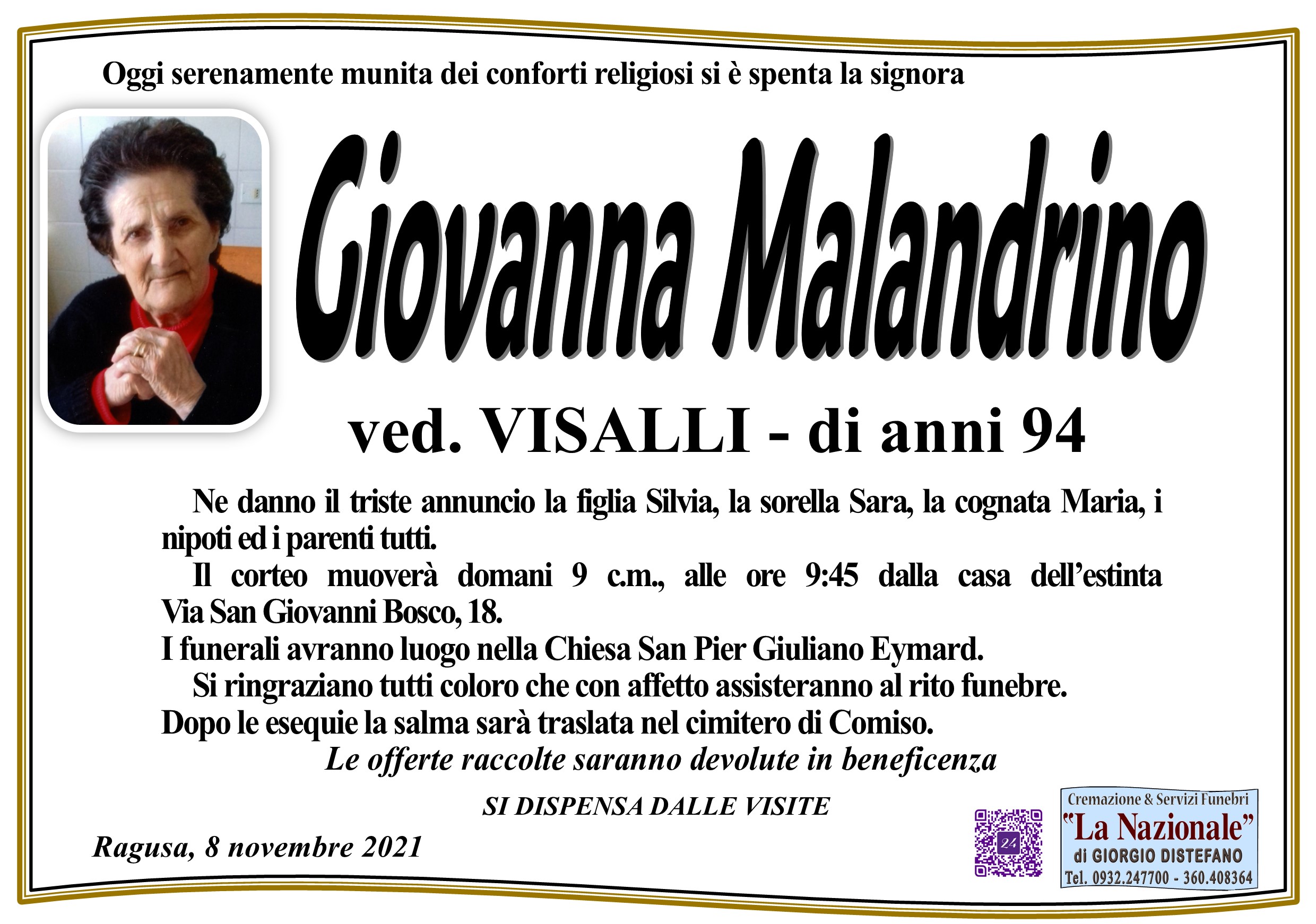 Necrologi: Giovanna Malandrino