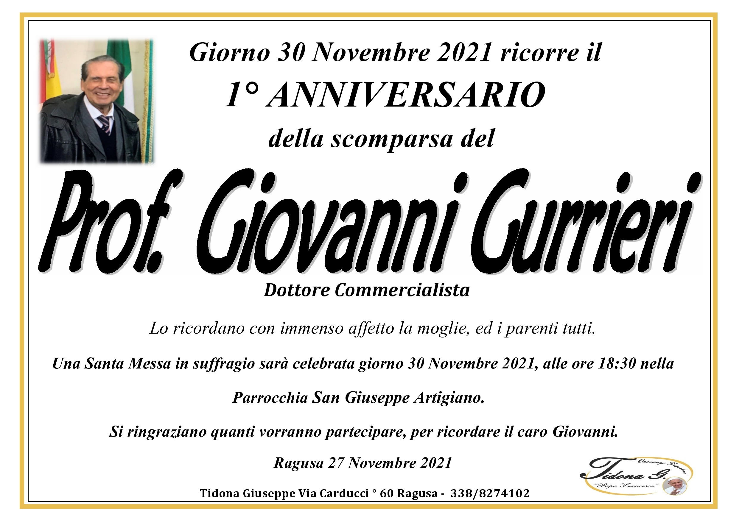 Necrologi: Anniversario Giovanni Gurrieri