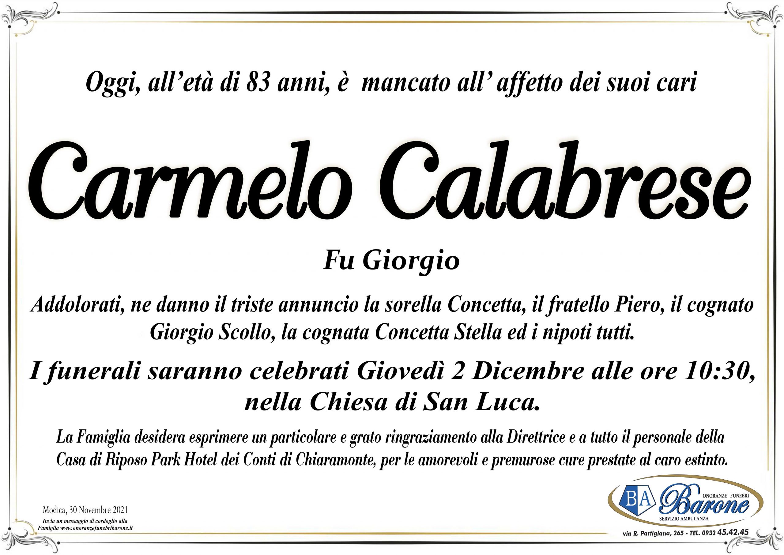 Necrologi: Carmelo Calabrese