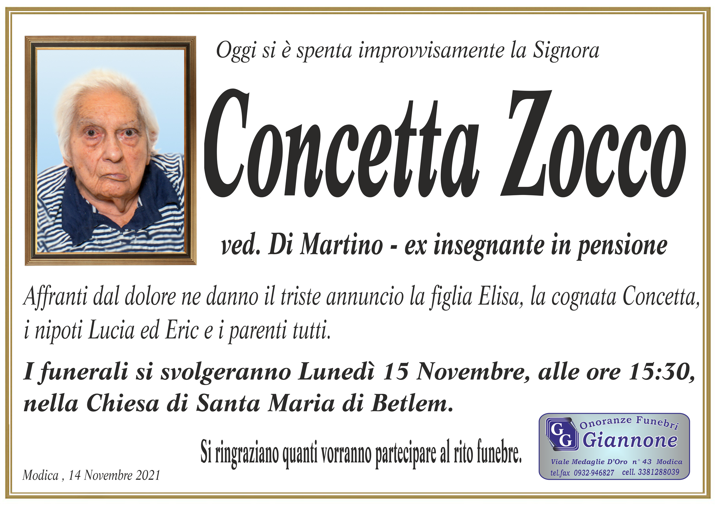 Necrologi: Concetta Zocco
