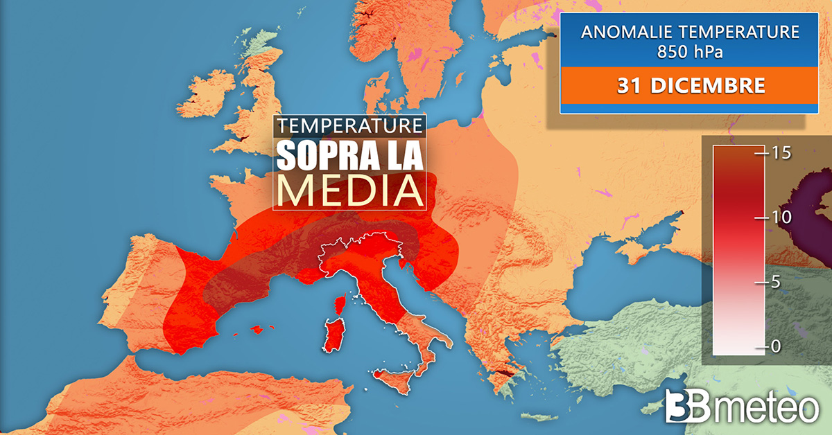 A Capodanno farà caldo: arriva l’anticiclone che porterà temperature anche 10-12 gradi sopra la media
