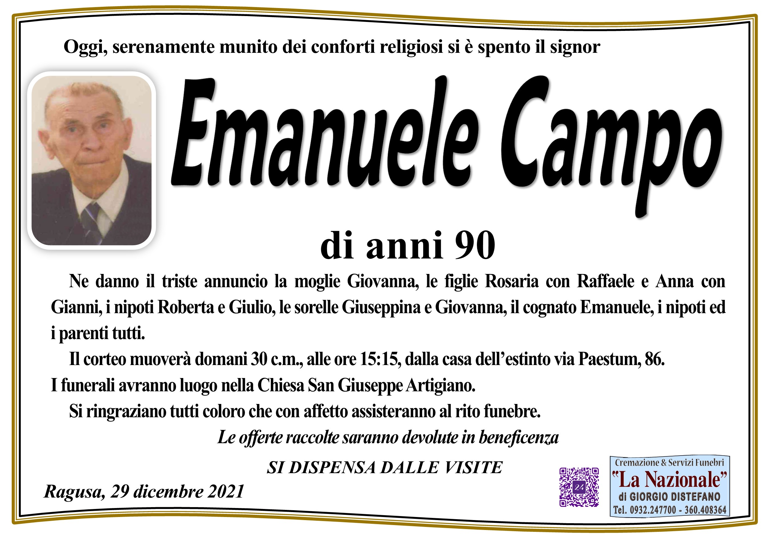 Necrologi: Emanuele Campo
