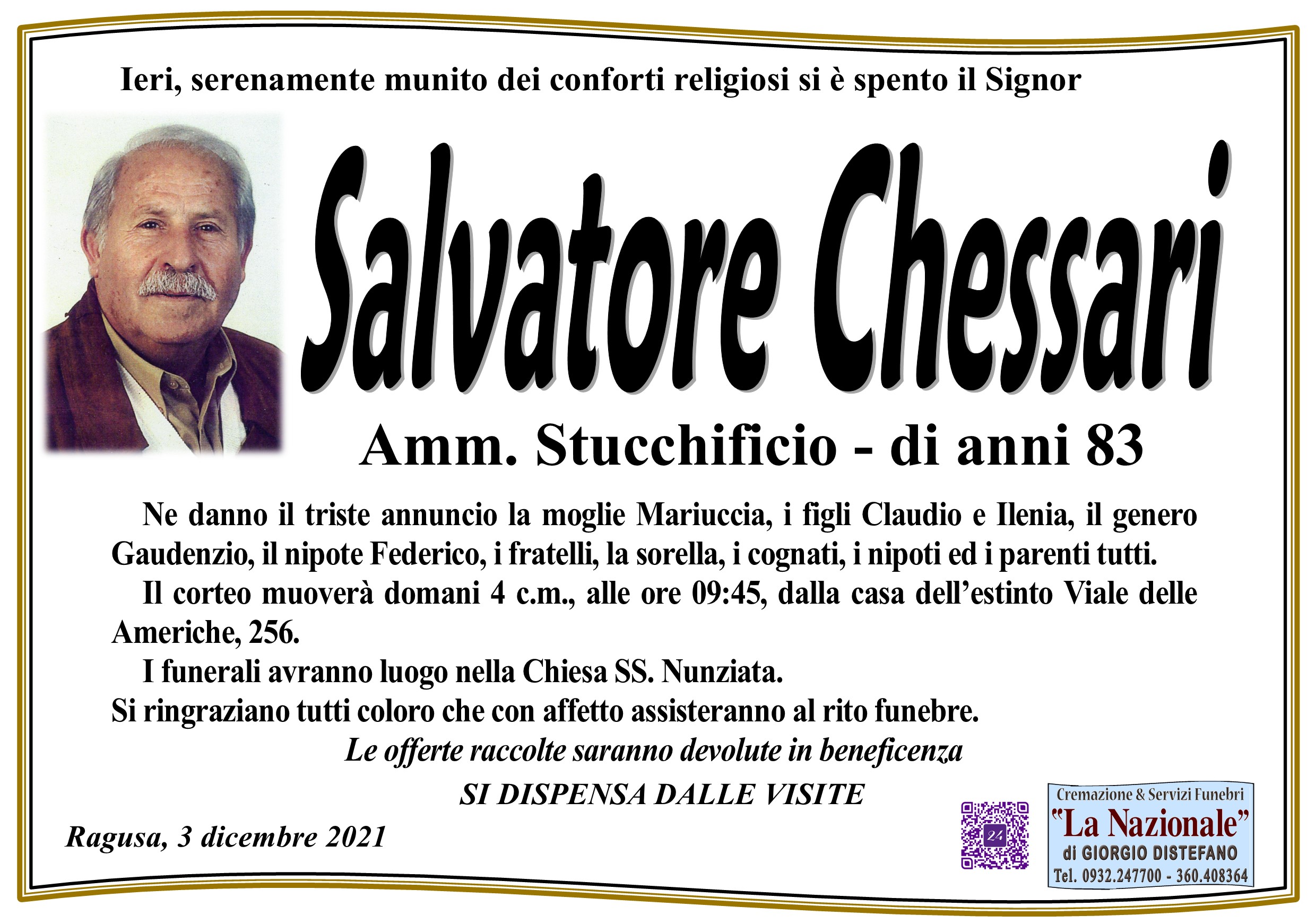 Necrologi: Salvatore Chessari