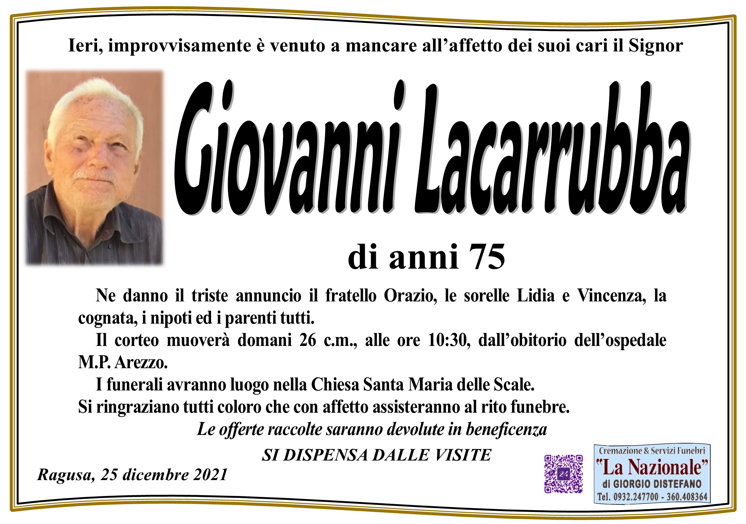 Necrologi: Giovanni Lacarrubba